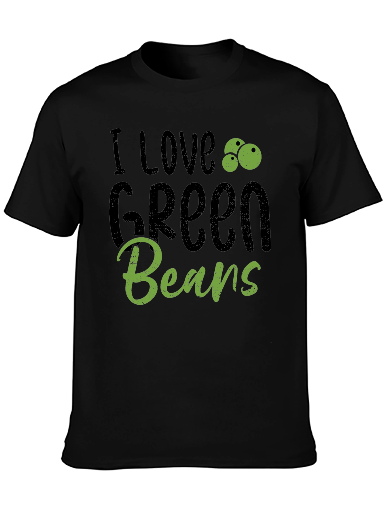 I Love Green Beans Graphic Tee Casual Black T-Shirt