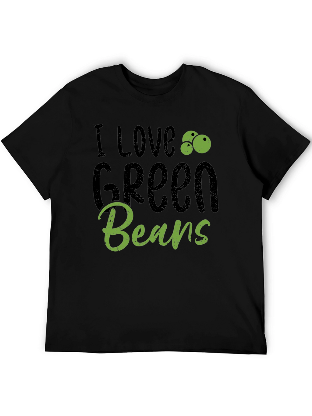 I Love Green Beans Graphic Tee Casual Black T-Shirt