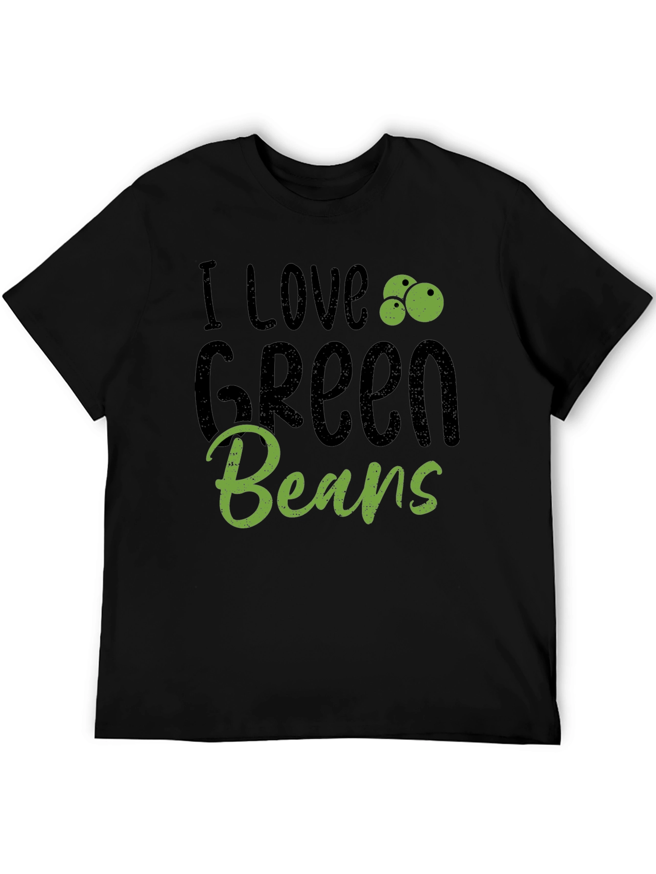 I Love Green Beans Graphic Tee Casual Black T-Shirt