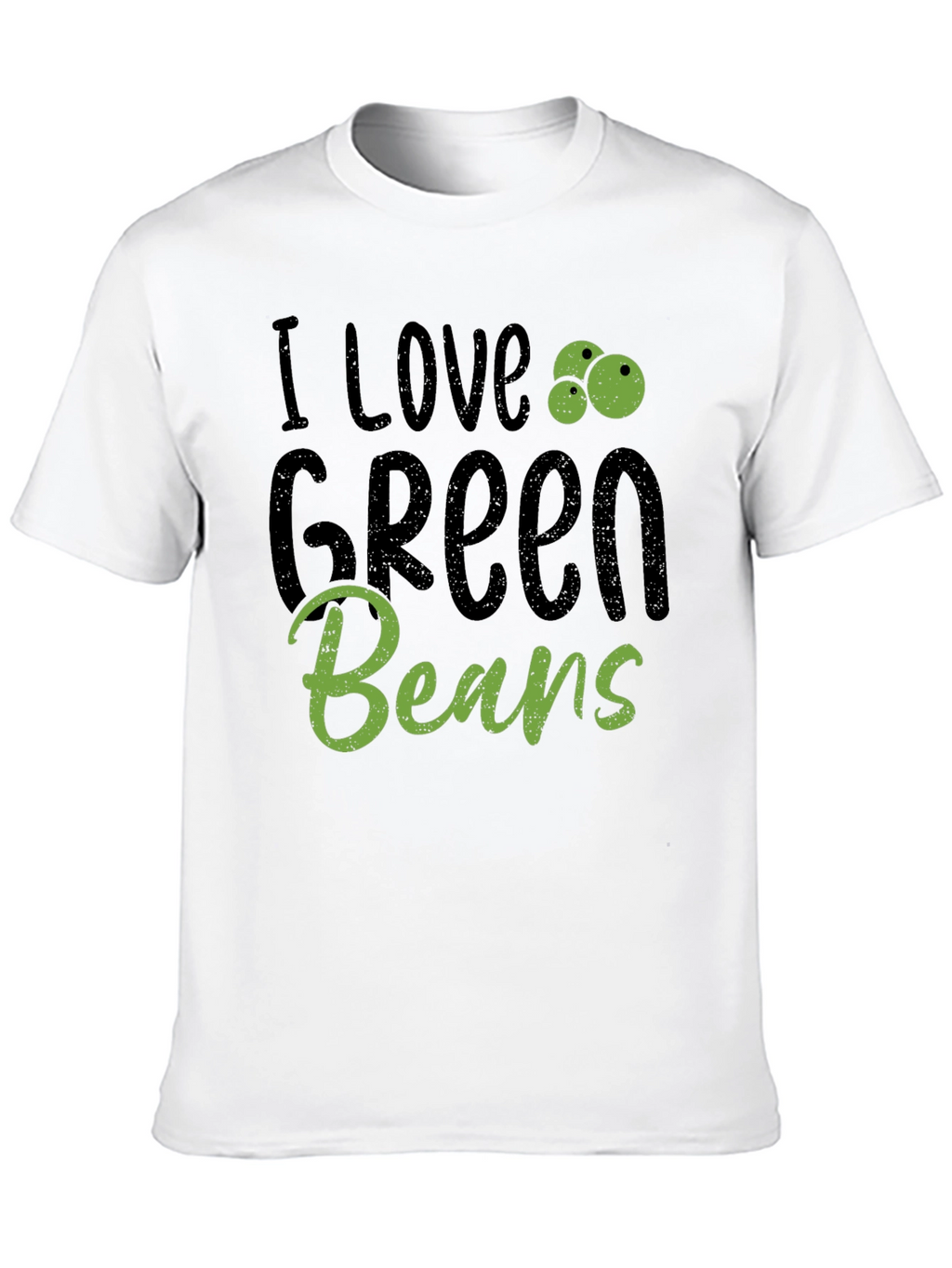 I Love Green Beans Graphic Tee Casual Black T-Shirt