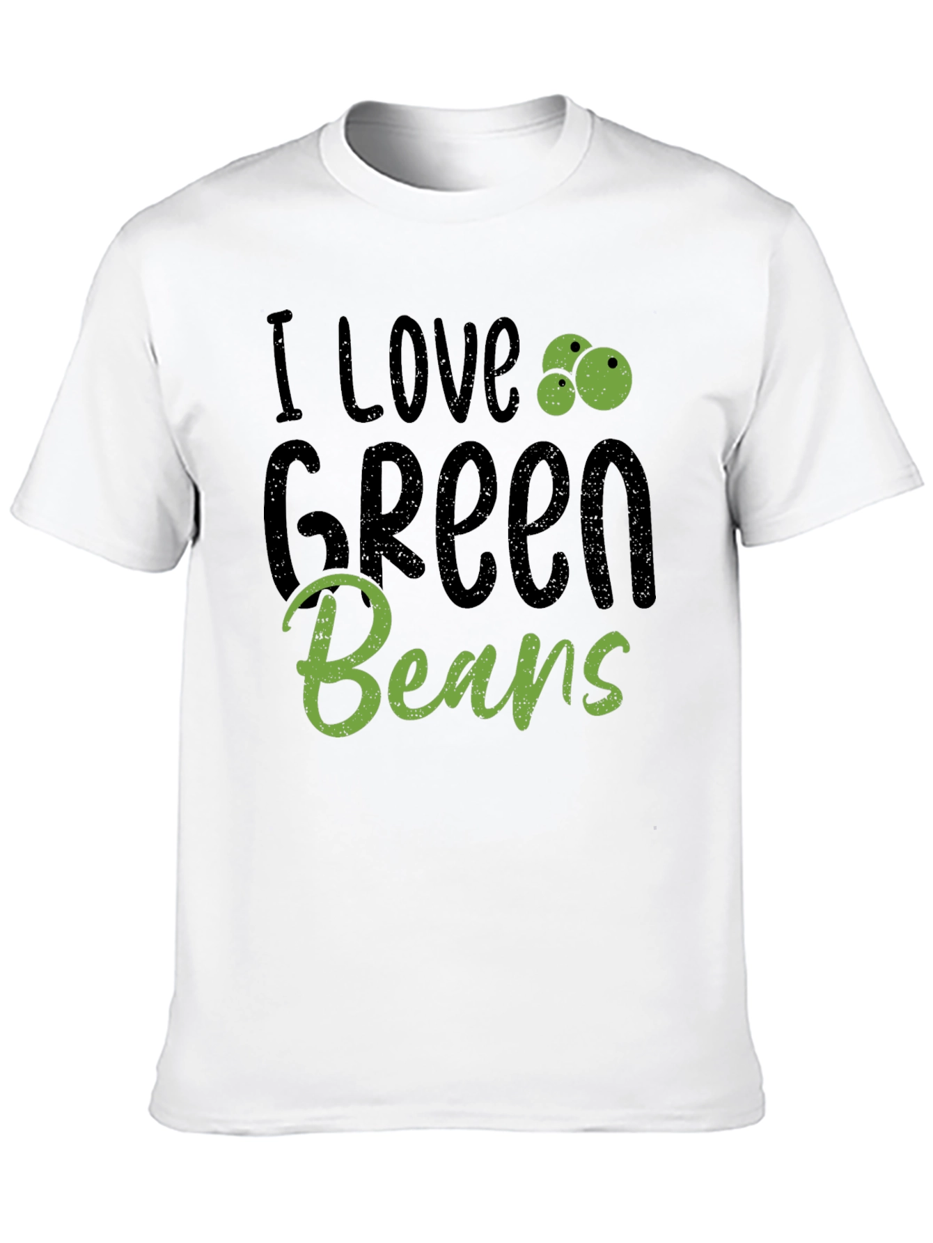 I Love Green Beans Graphic Tee Casual Black T-Shirt