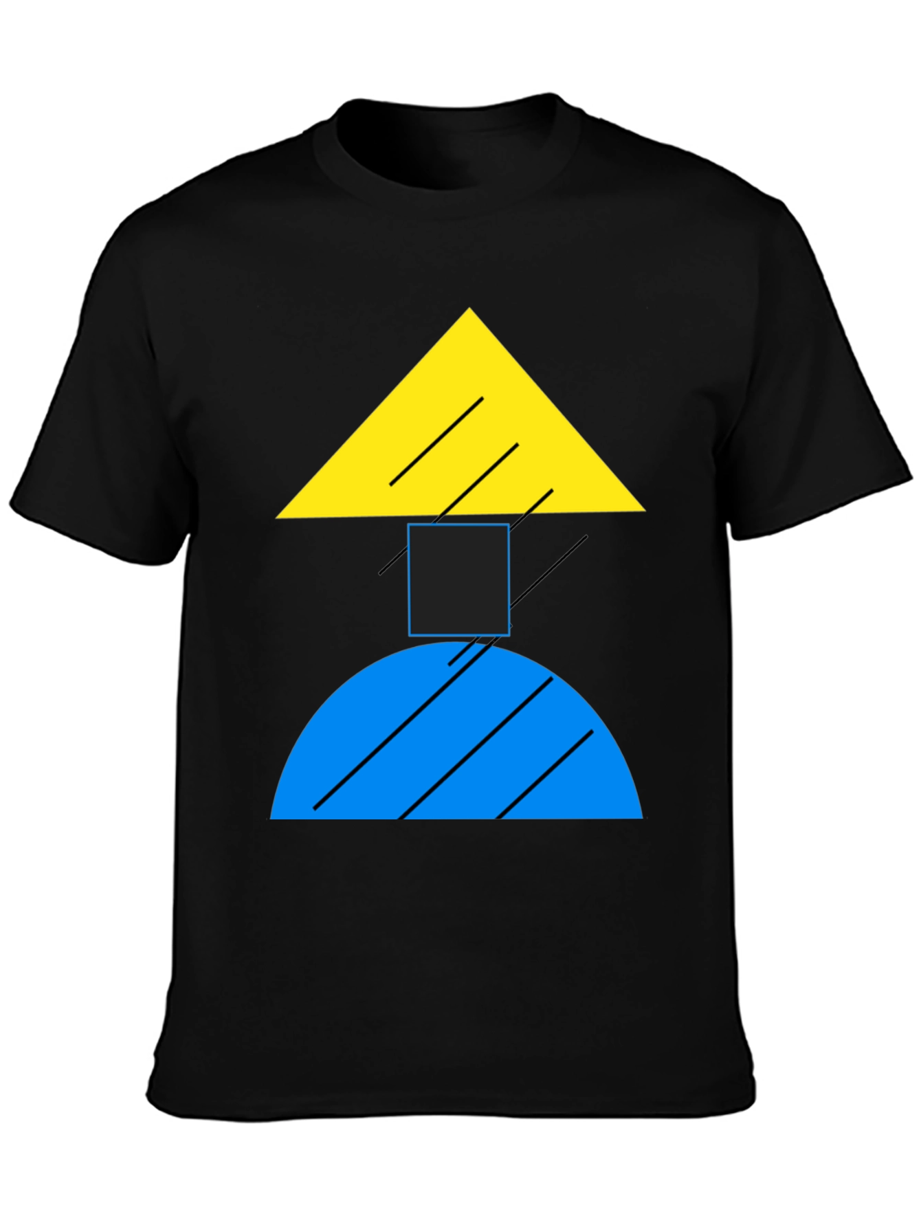 Geometric Shapes Black T-Shirt