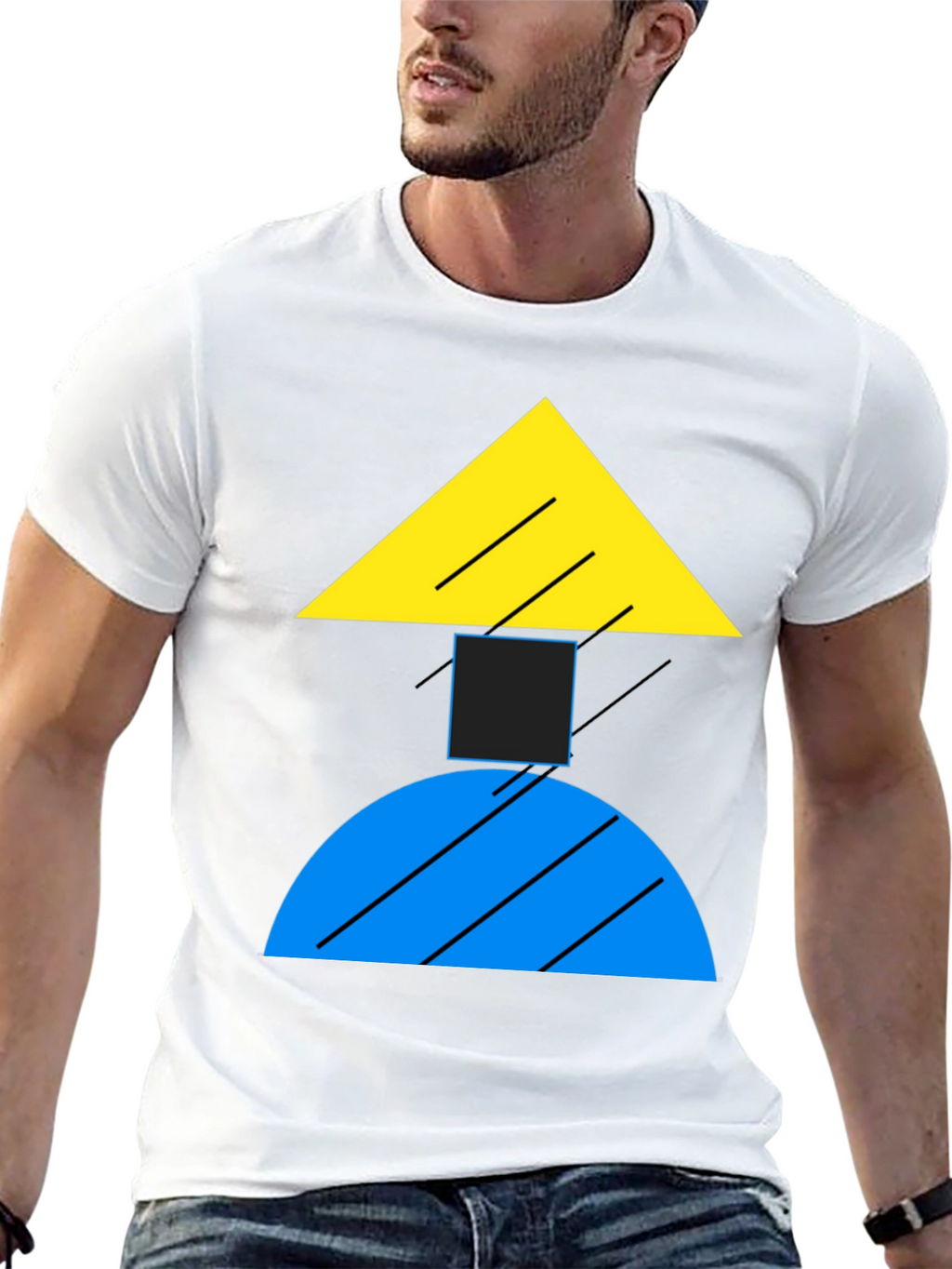 Geometric Shapes Black T-Shirt