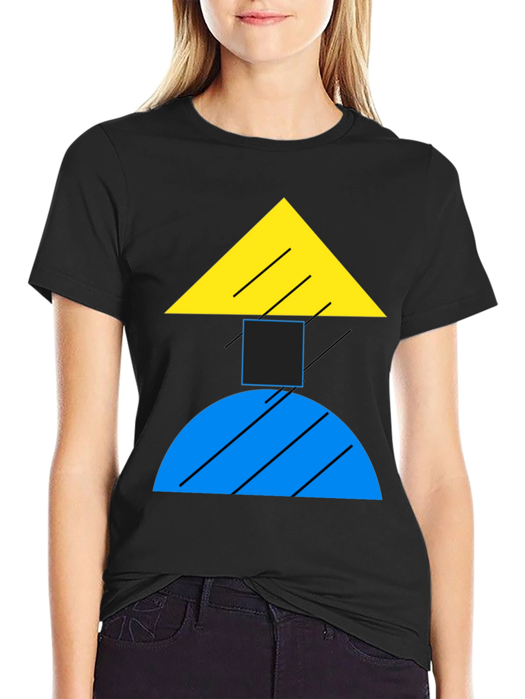 Geometric Shapes Black T-Shirt