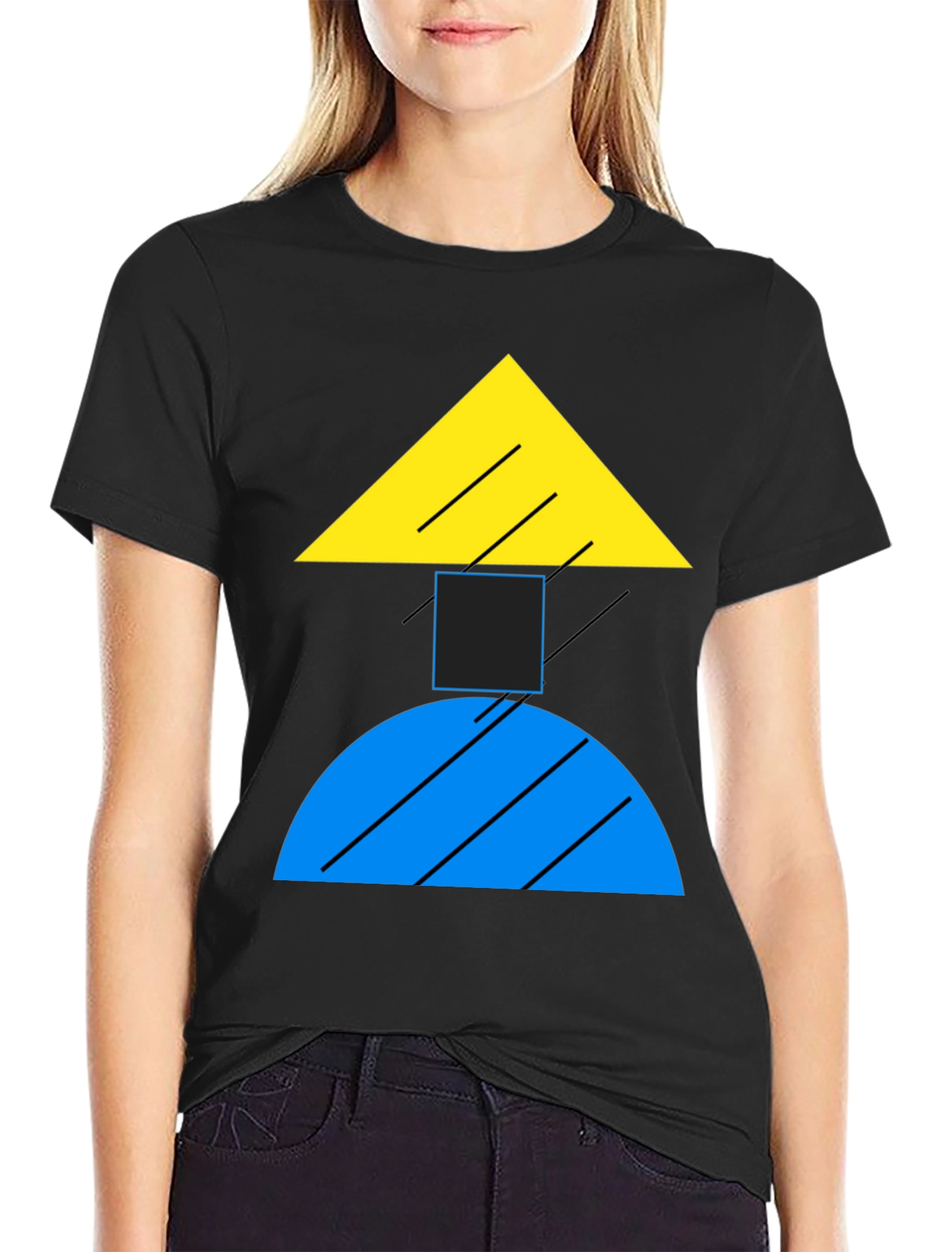 Geometric Shapes Black T-Shirt