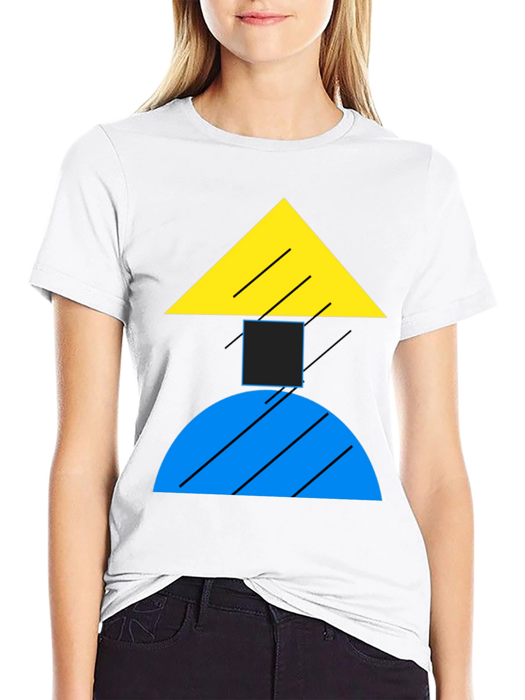 Geometric Shapes Black T-Shirt