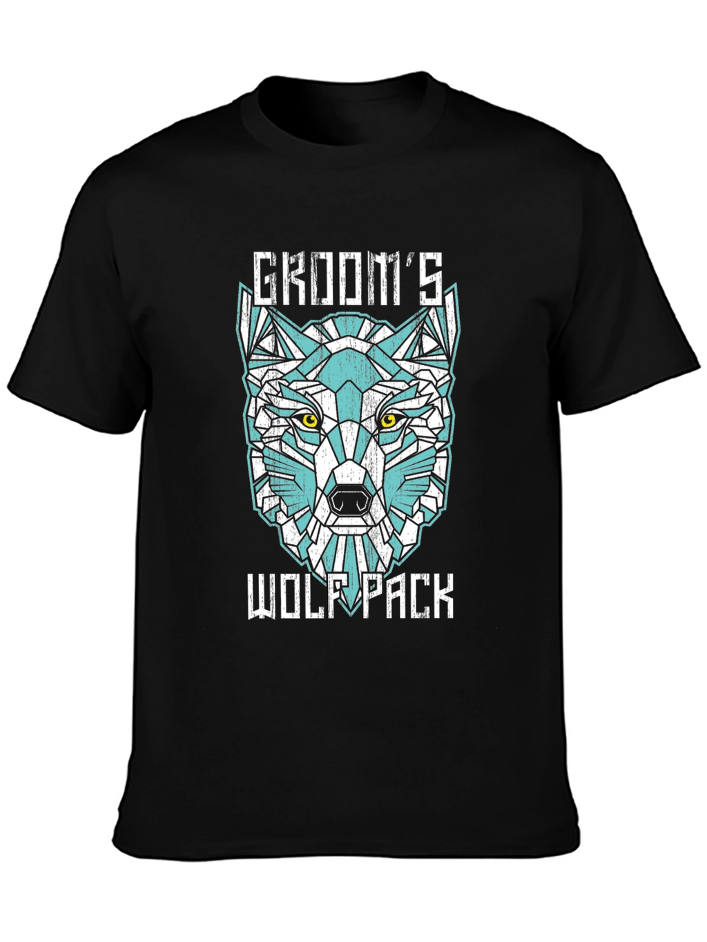 Grooms Wolf Pack Graphic Tee - Modern Geometric Design