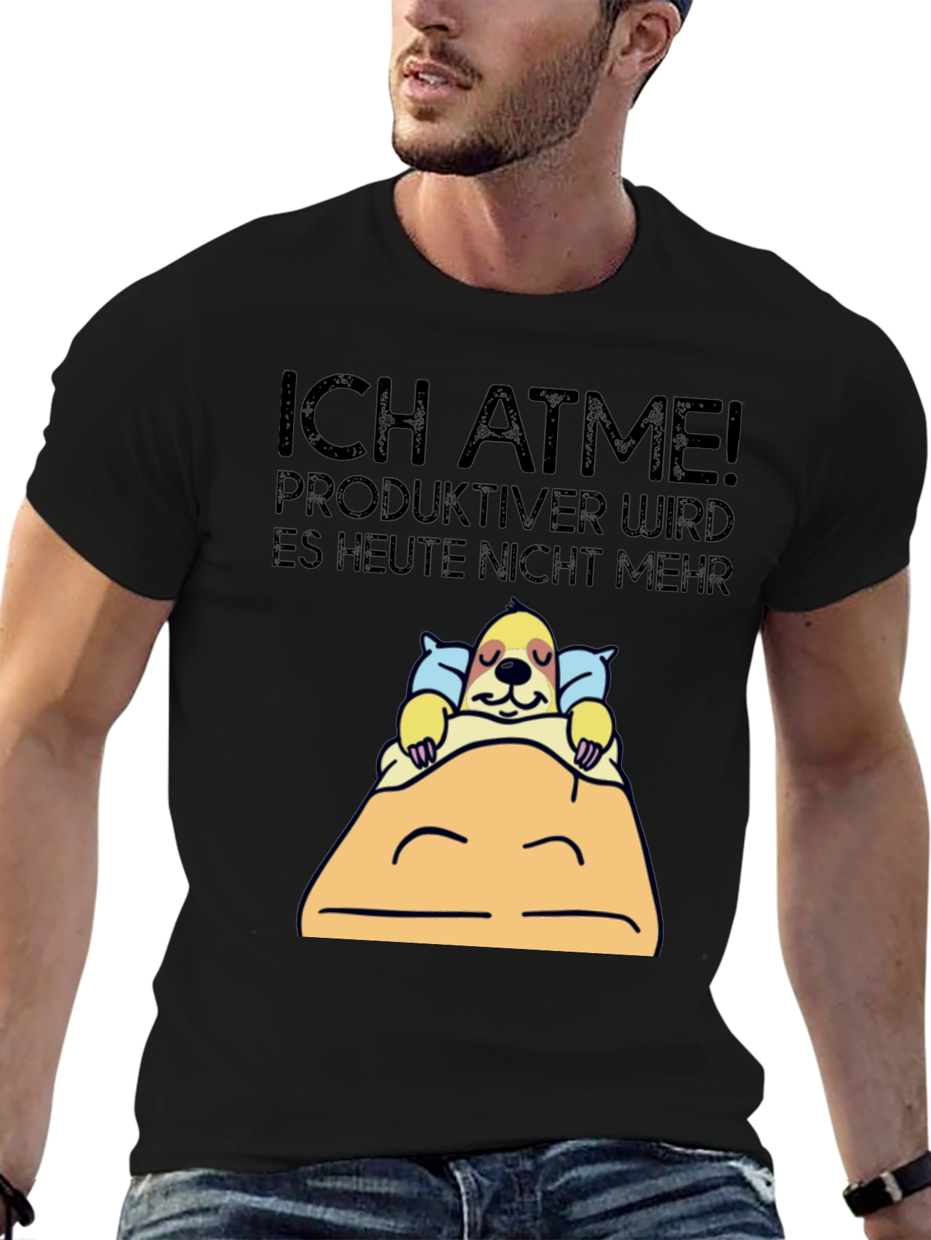 Ich Atme Sloth Graphic Tee - Funny Lazy Day Shirt