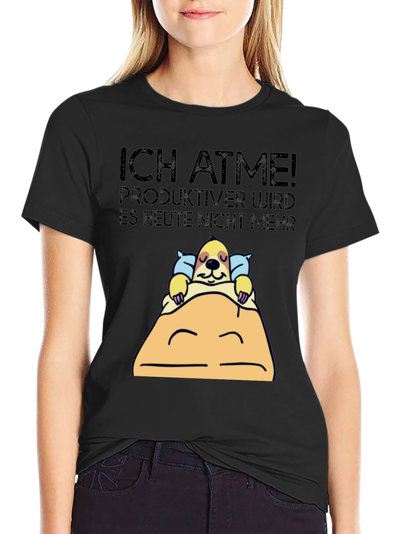 Ich Atme Sloth Graphic Tee - Funny Lazy Day Shirt