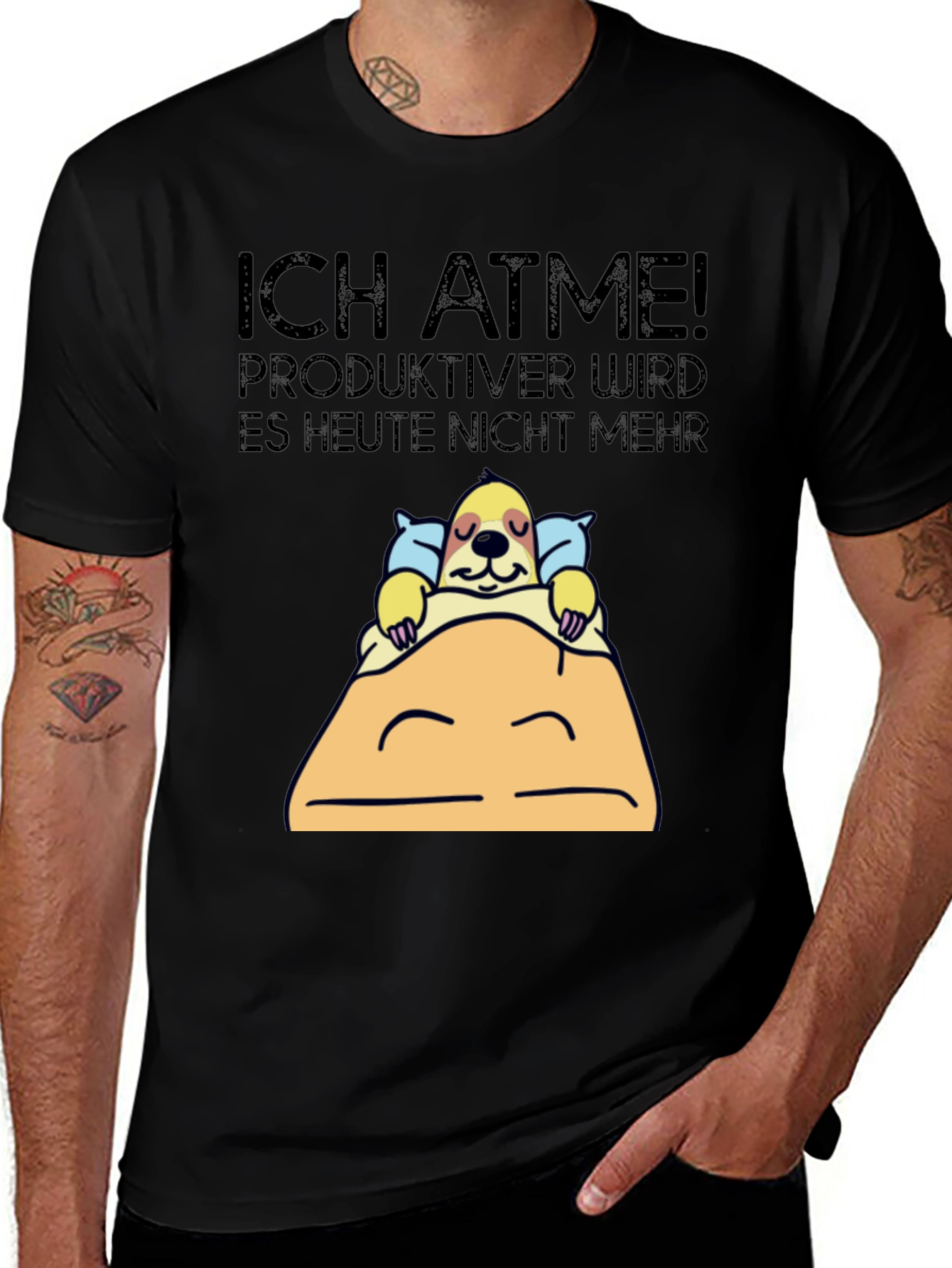 Ich Atme Sloth Graphic Tee - Funny Lazy Day Shirt