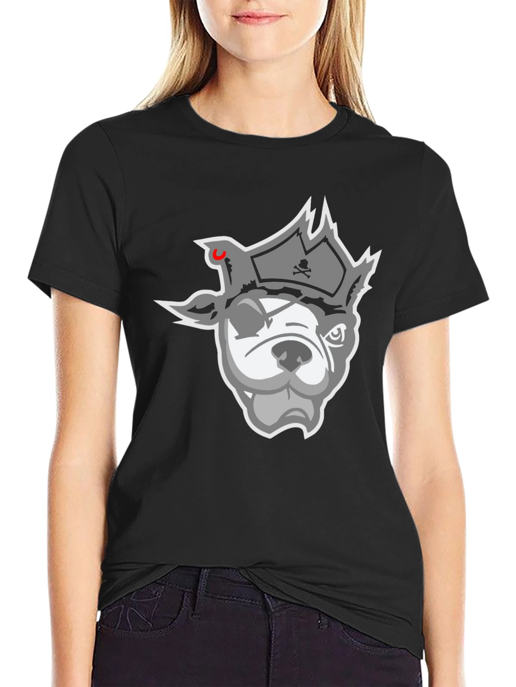 Pirate Dog Graphic Tee - Black Cotton Blend Shirt