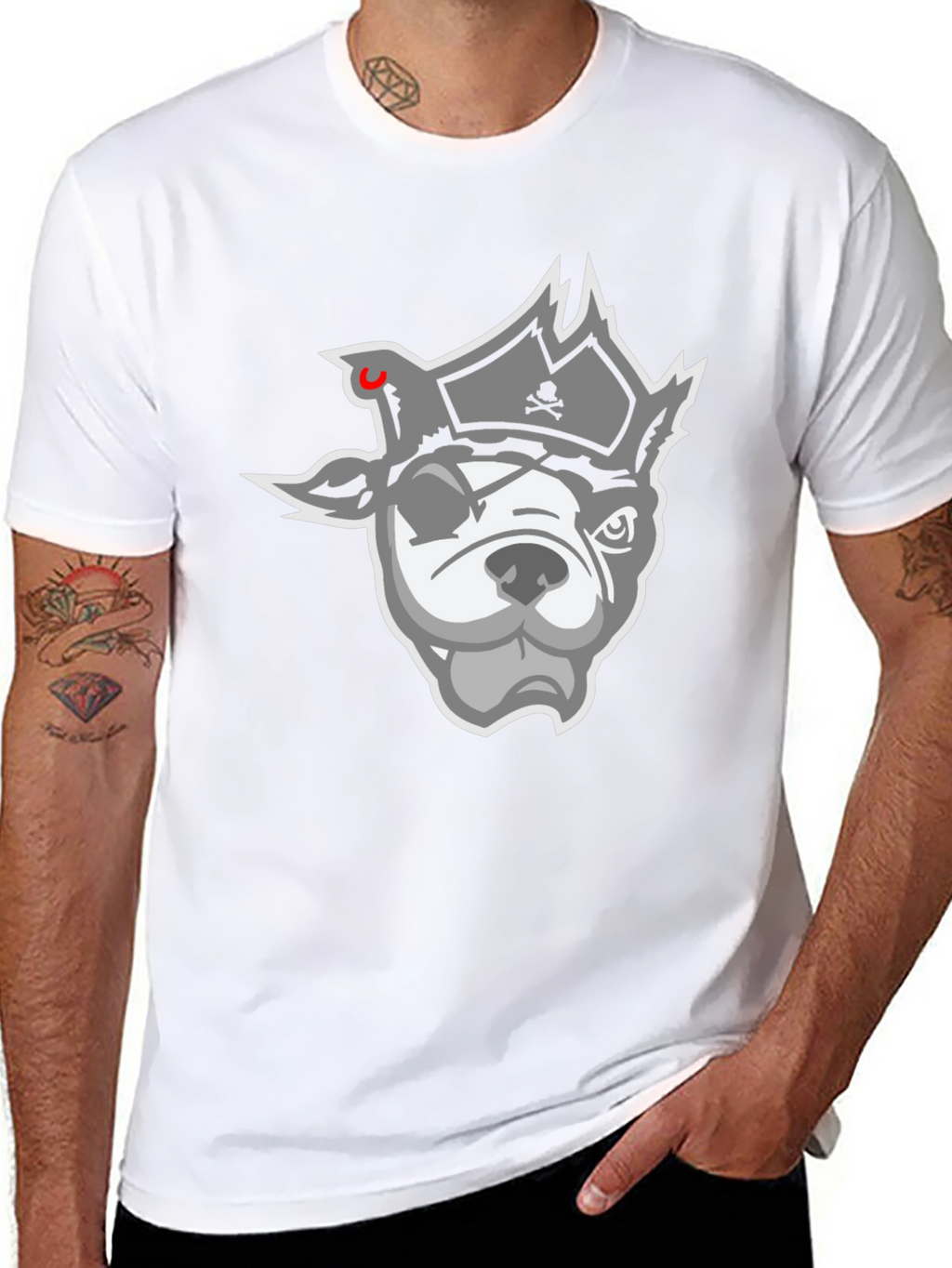 Pirate Dog Graphic Tee - Black Cotton Blend Shirt
