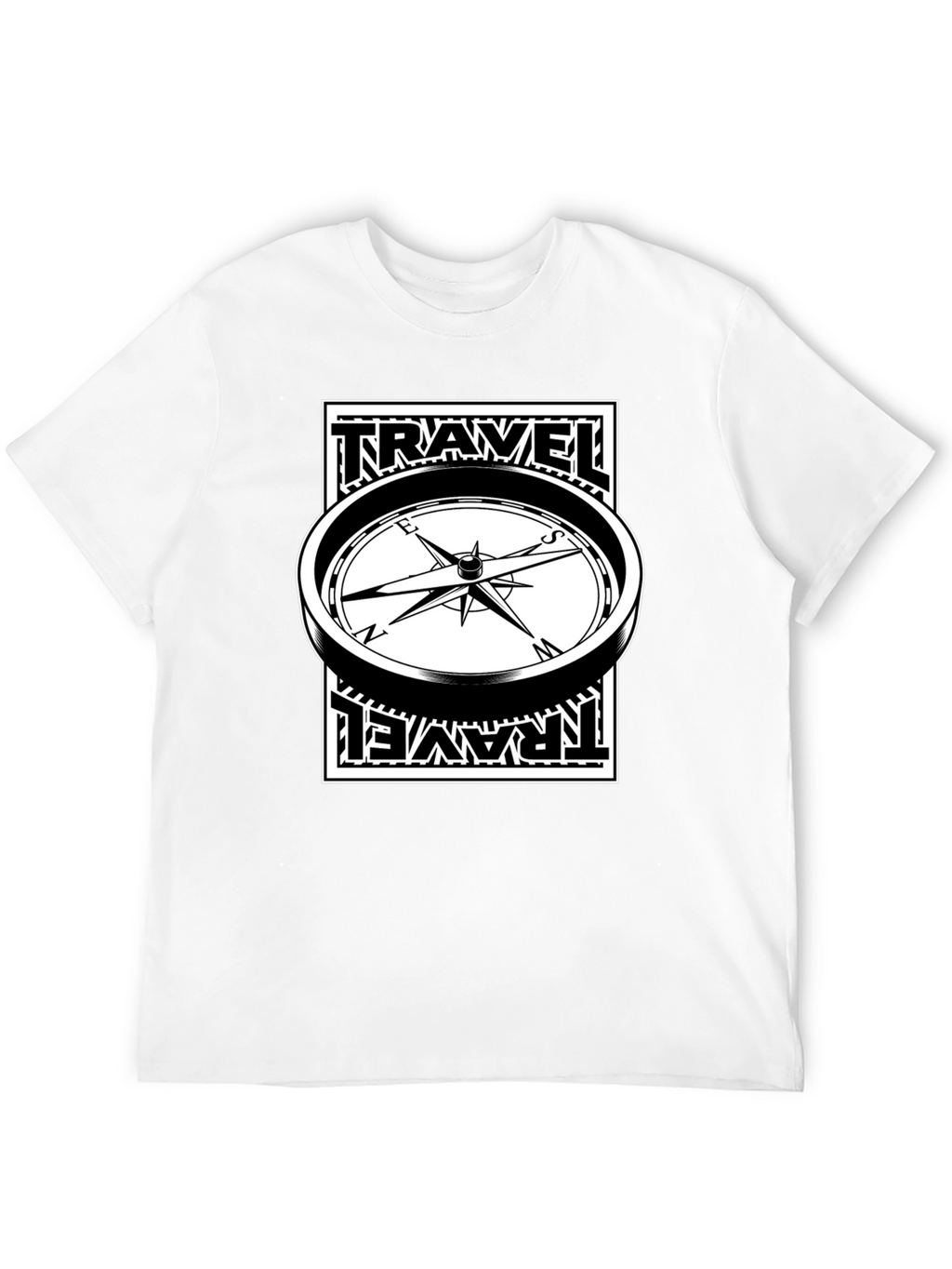 Travel Compass Graphic Tee - Black Cotton T-Shirt