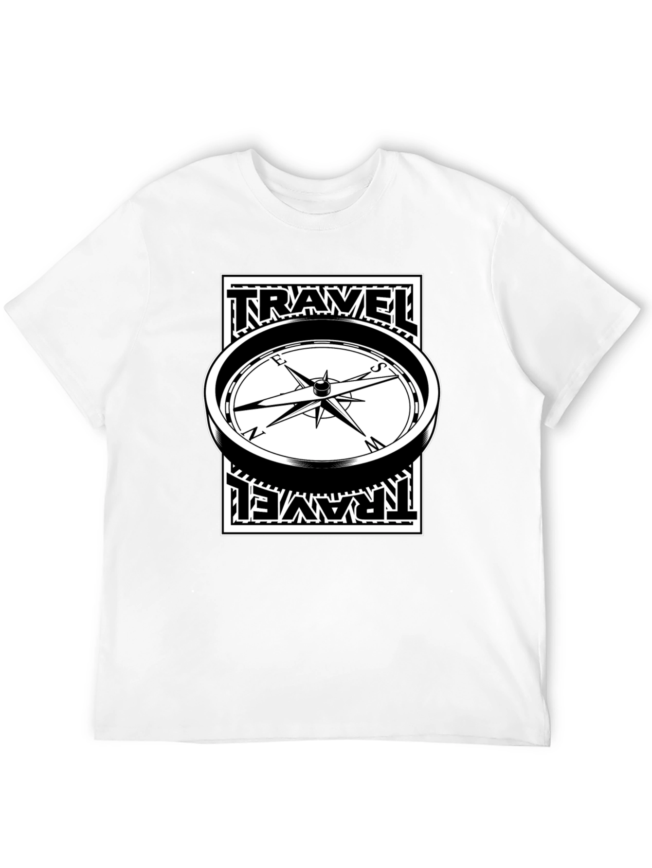 Travel Compass Graphic Tee - Black Cotton T-Shirt