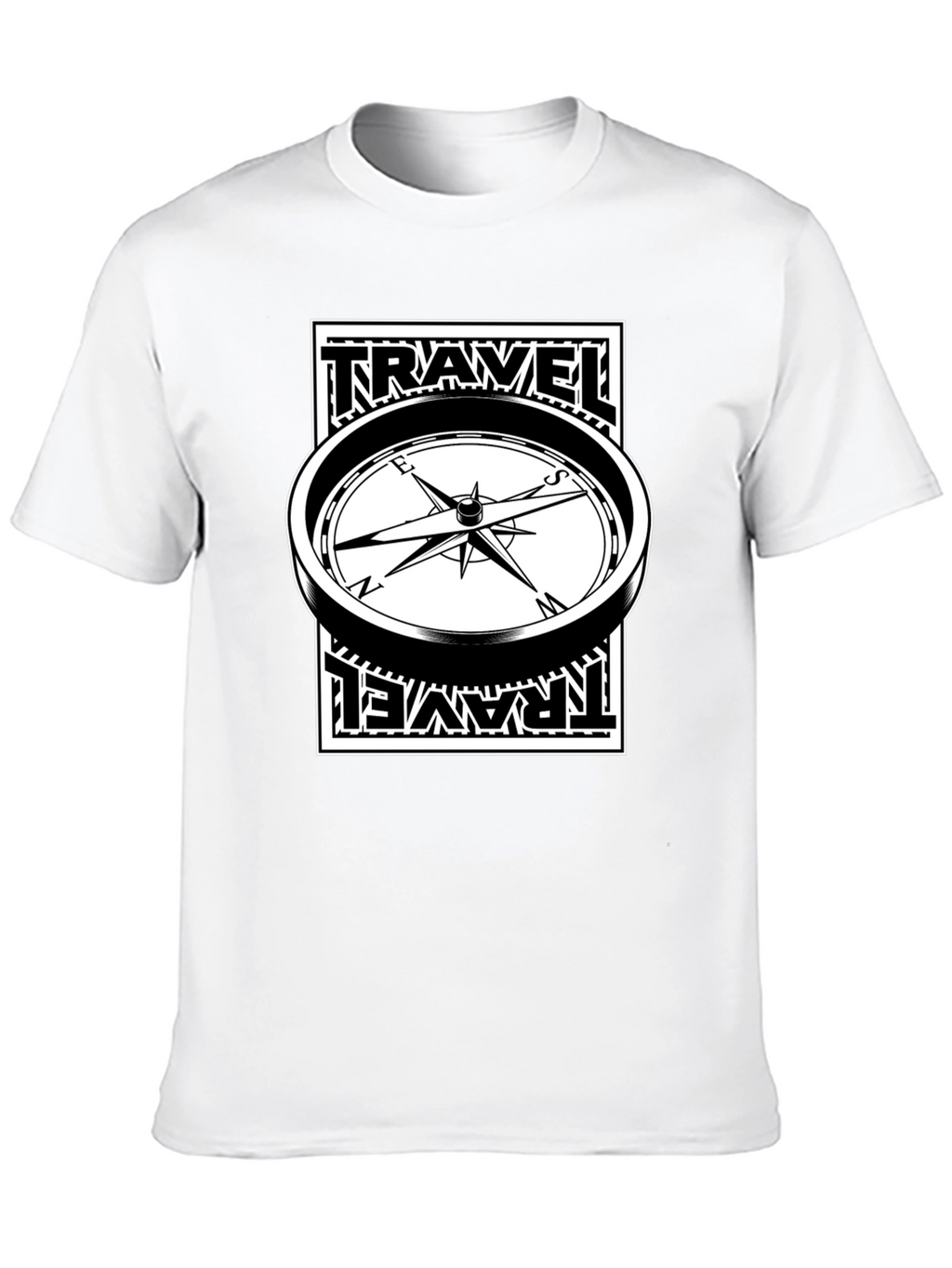 Travel Compass Graphic Tee - Black Cotton T-Shirt