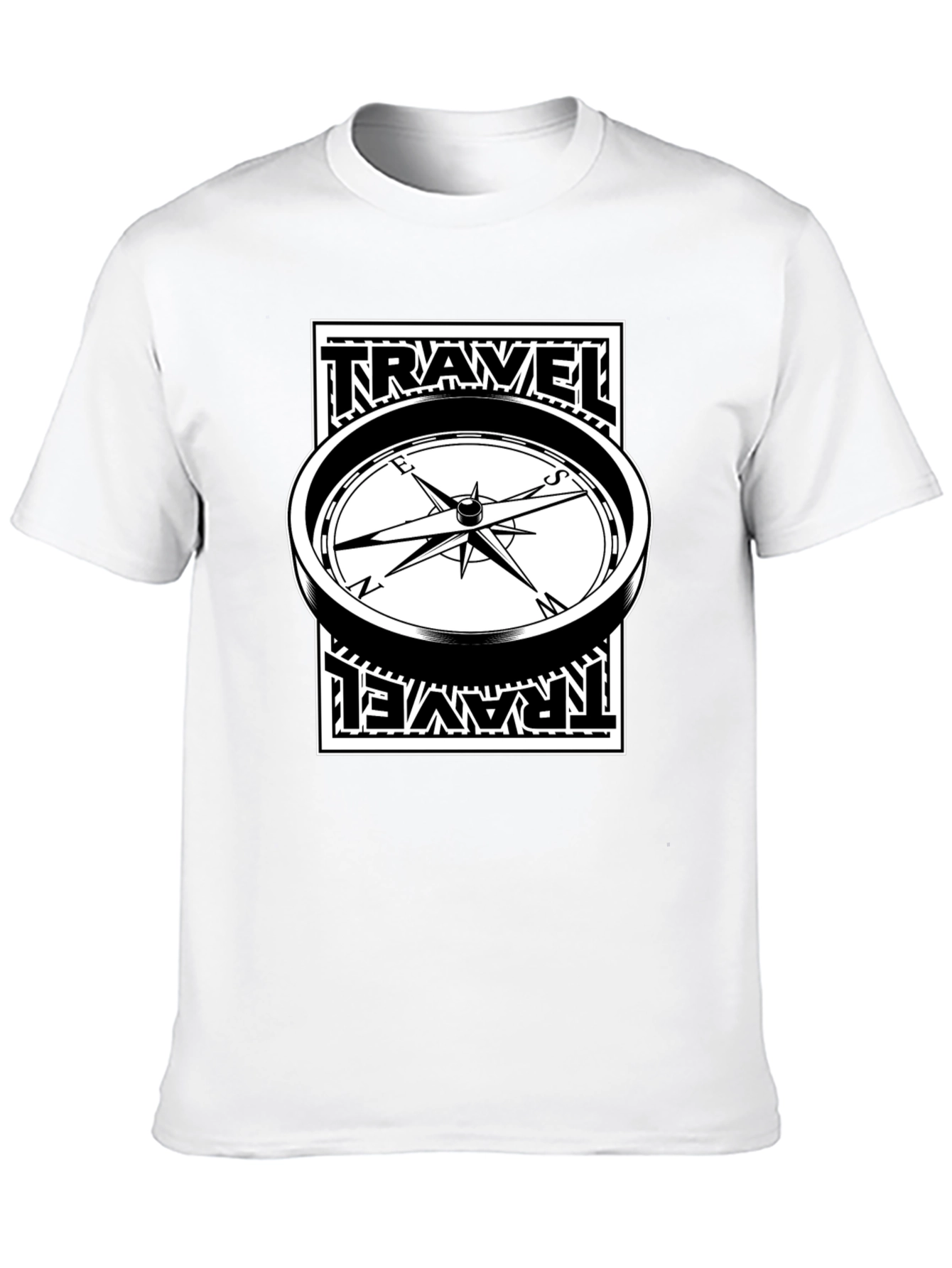 Travel Compass Graphic Tee - Black Cotton T-Shirt