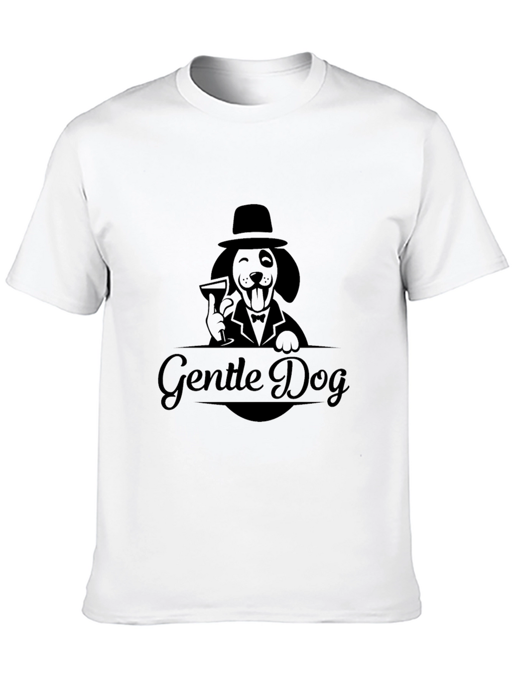 Gentle Dog Graphic T-Shirt - Black Crew Neck Tee