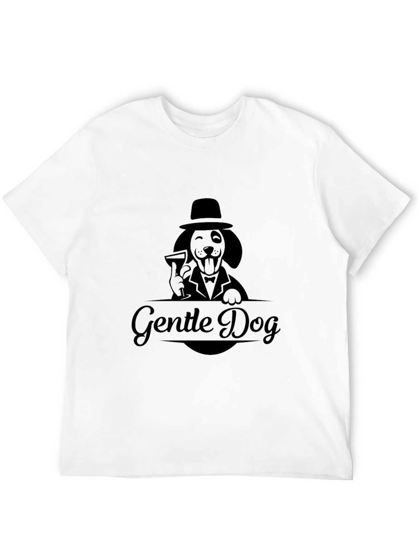 Gentle Dog Graphic T-Shirt - Black Crew Neck Tee