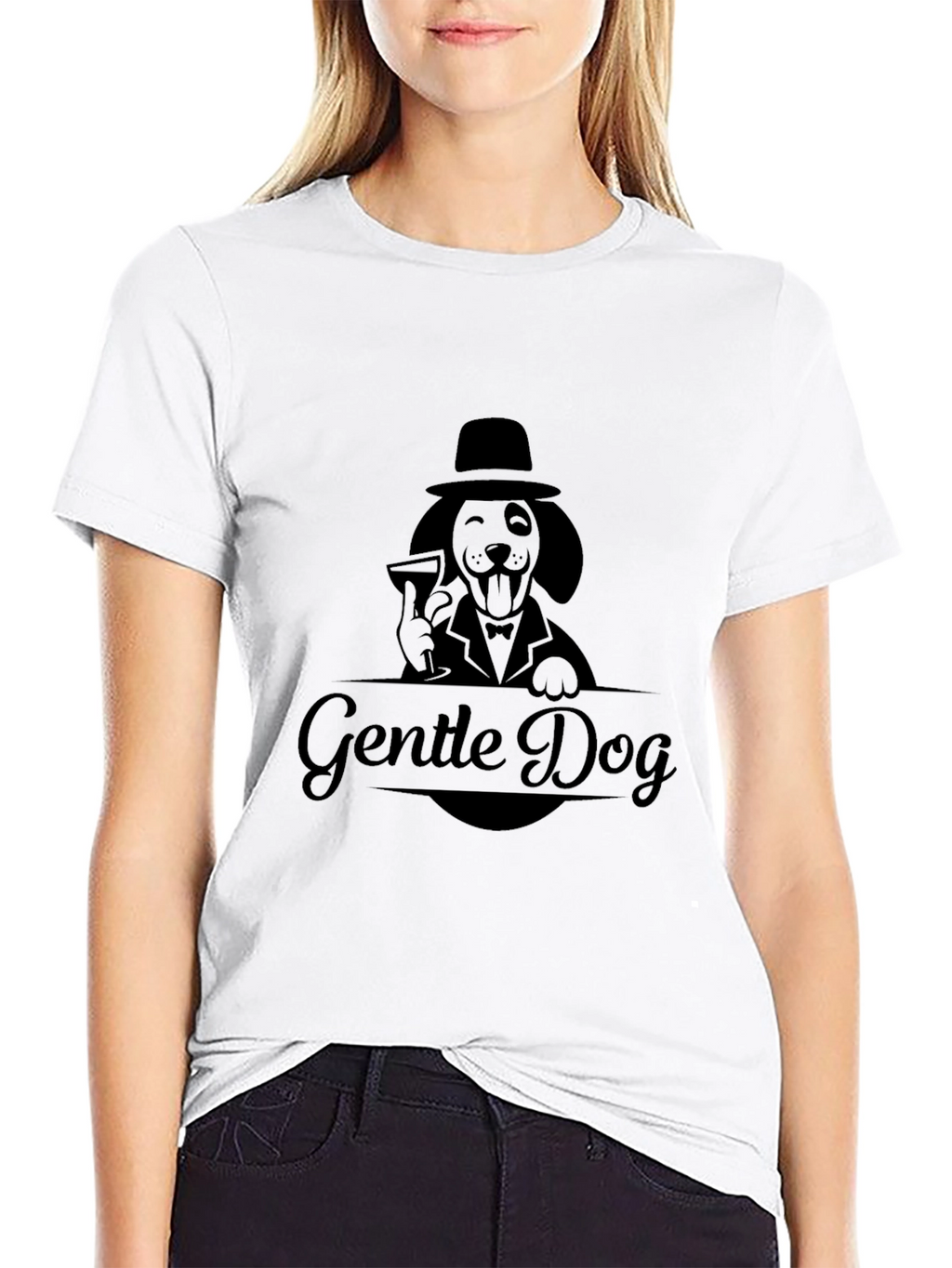 Gentle Dog Graphic T-Shirt - Black Crew Neck Tee