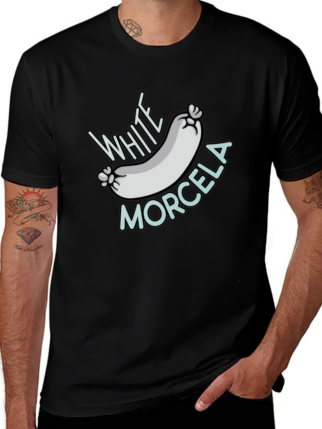 White Morcela T-Shirt - Novelty Foodie Tee