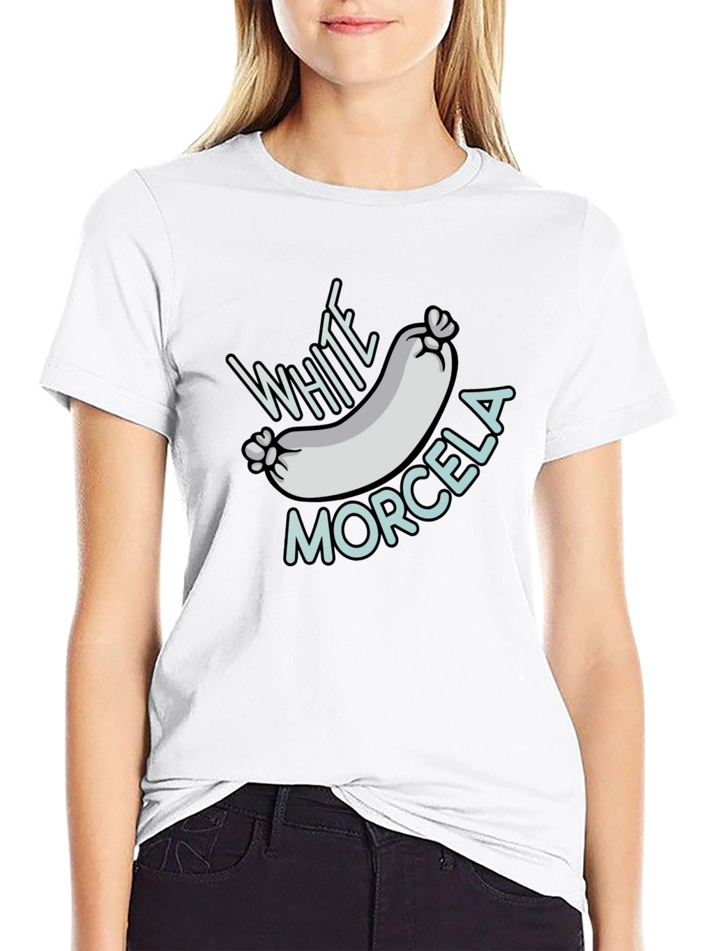 White Morcela T-Shirt - Novelty Foodie Tee