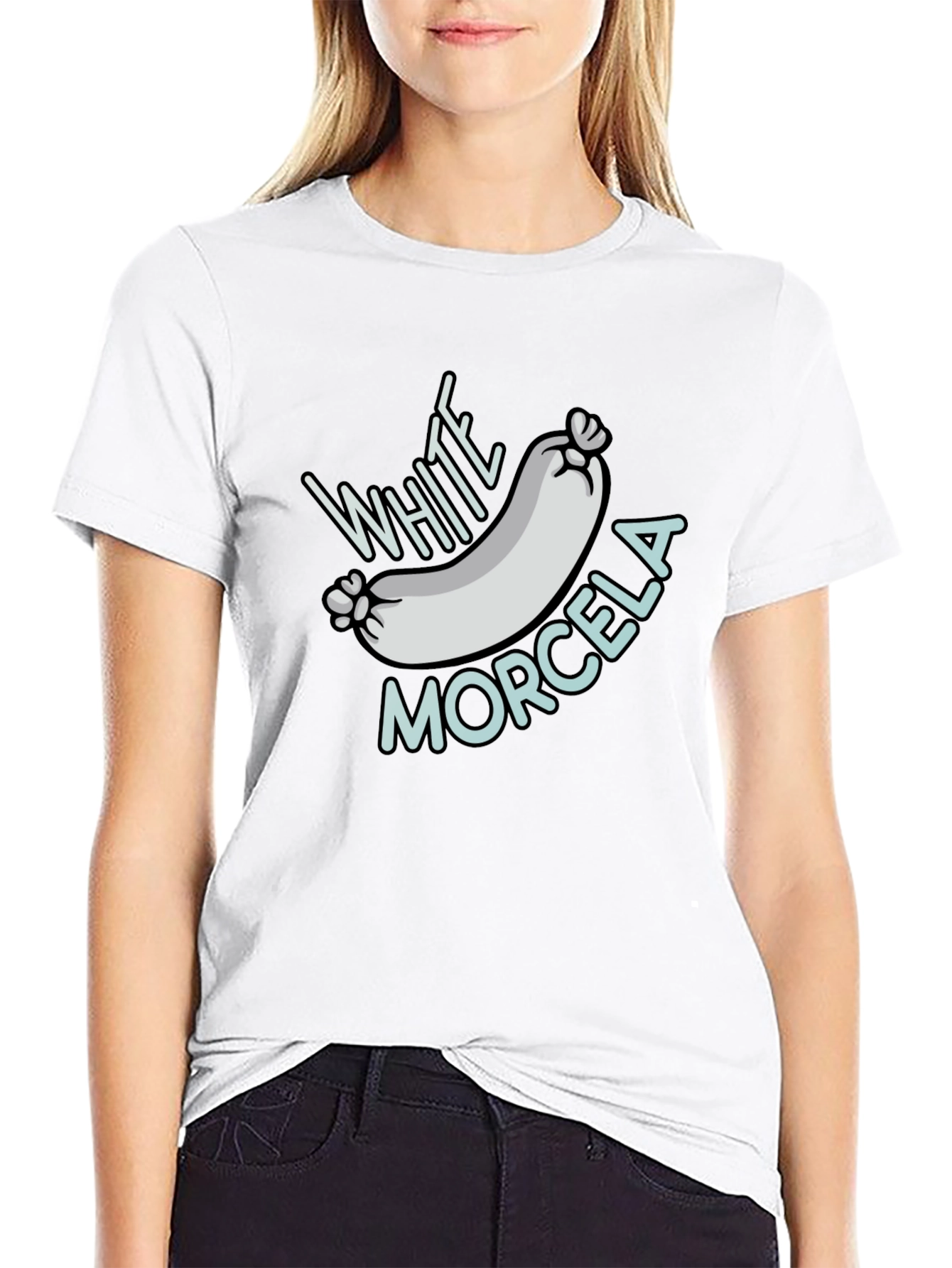 White Morcela T-Shirt - Novelty Foodie Tee