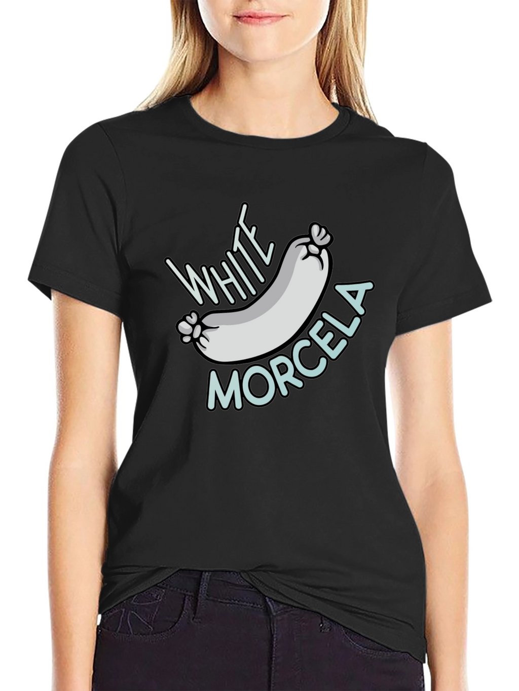 White Morcela T-Shirt - Novelty Foodie Tee