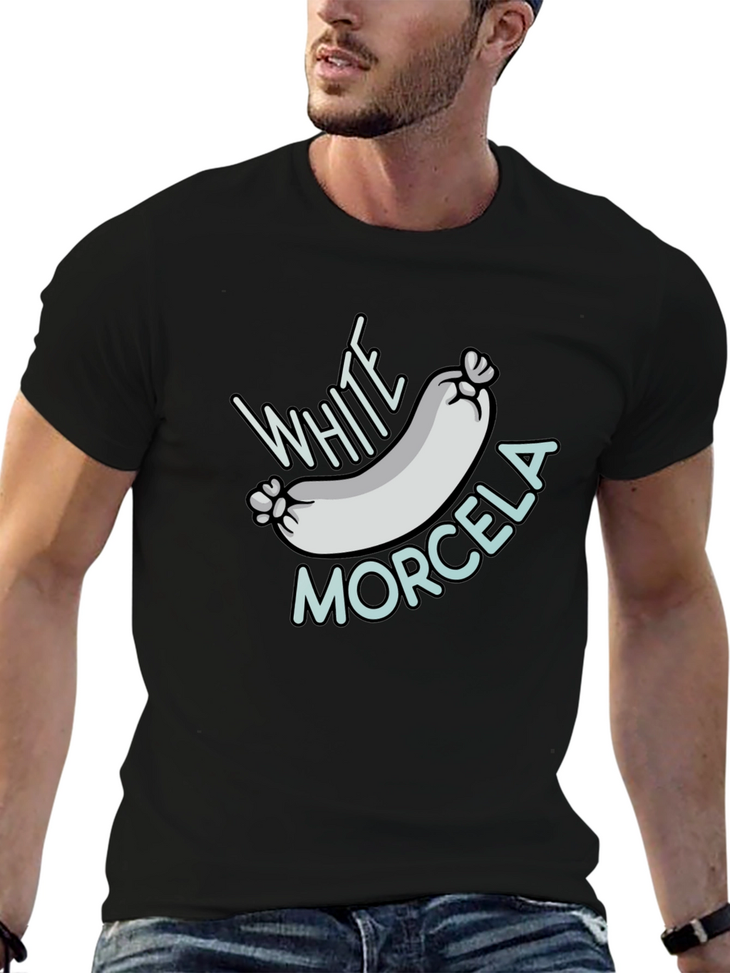 White Morcela T-Shirt - Novelty Foodie Tee
