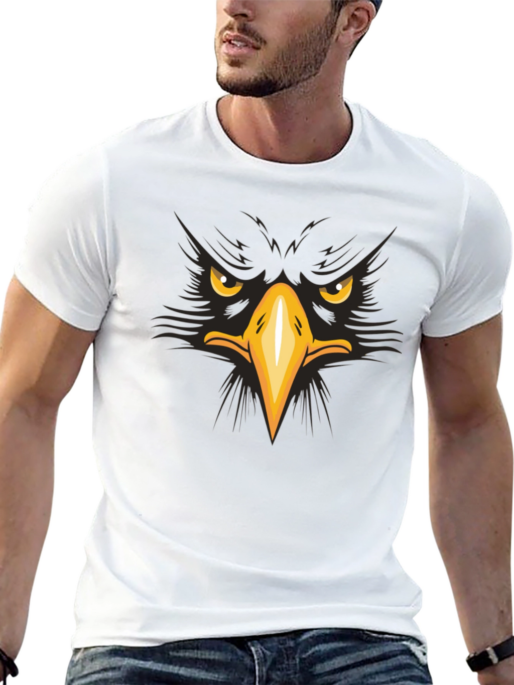 Eagle Face Graphic T-Shirt - Bold & Striking Design