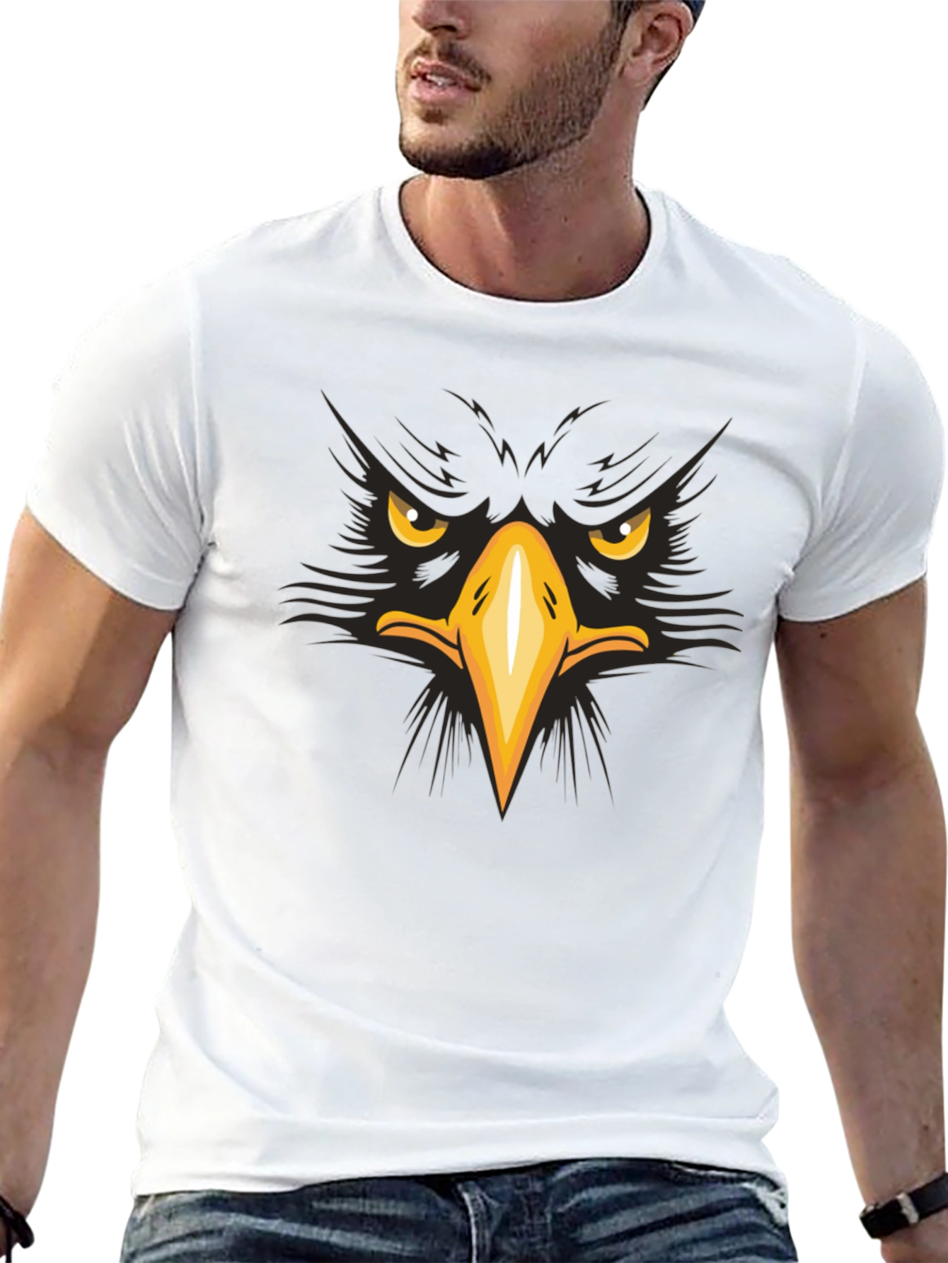 Eagle Face Graphic T-Shirt - Bold & Striking Design