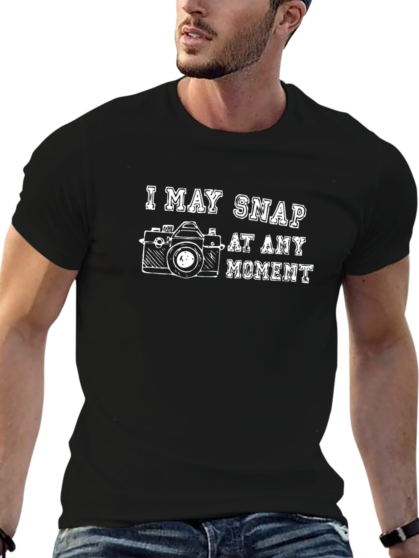 I May Snap Camera Black Graphic T-Shirt