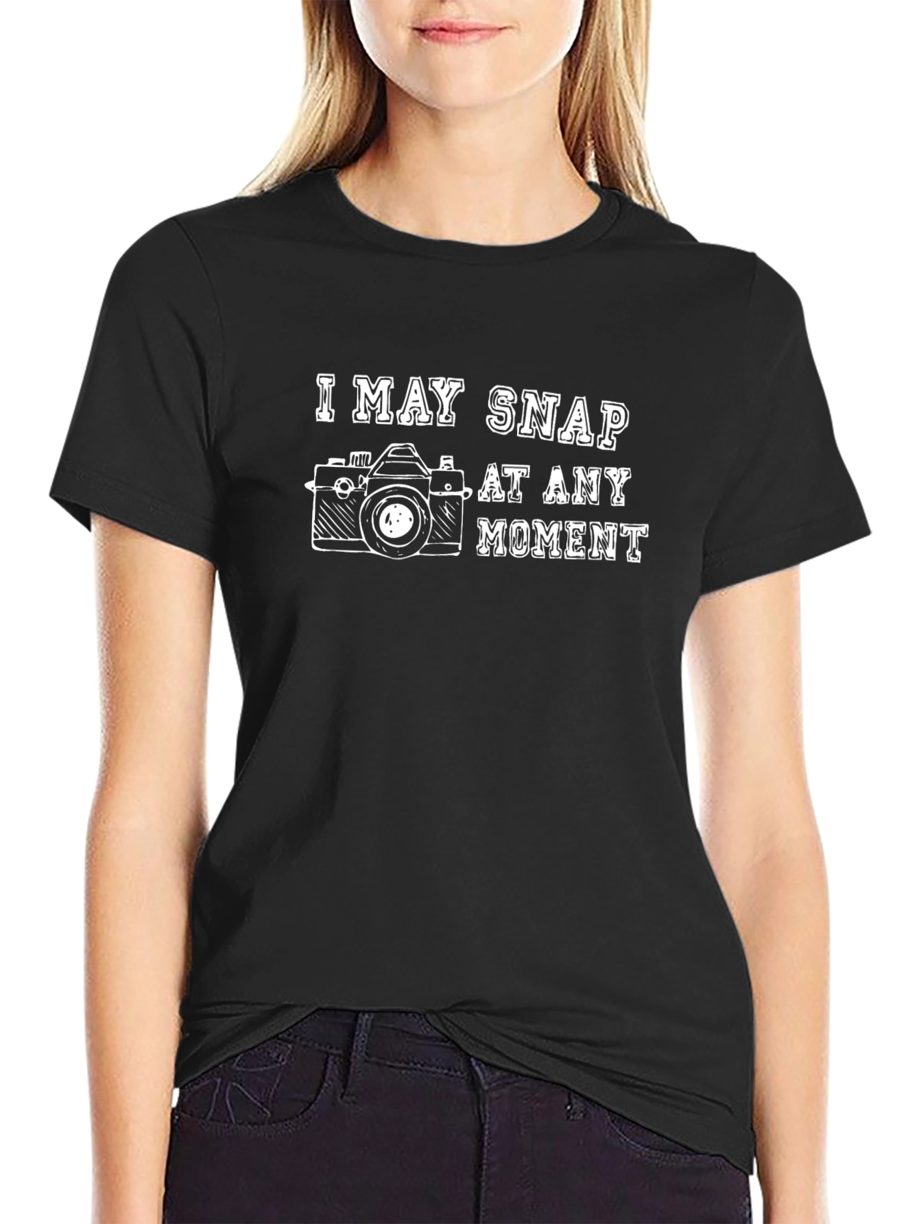 I May Snap Camera Black Graphic T-Shirt