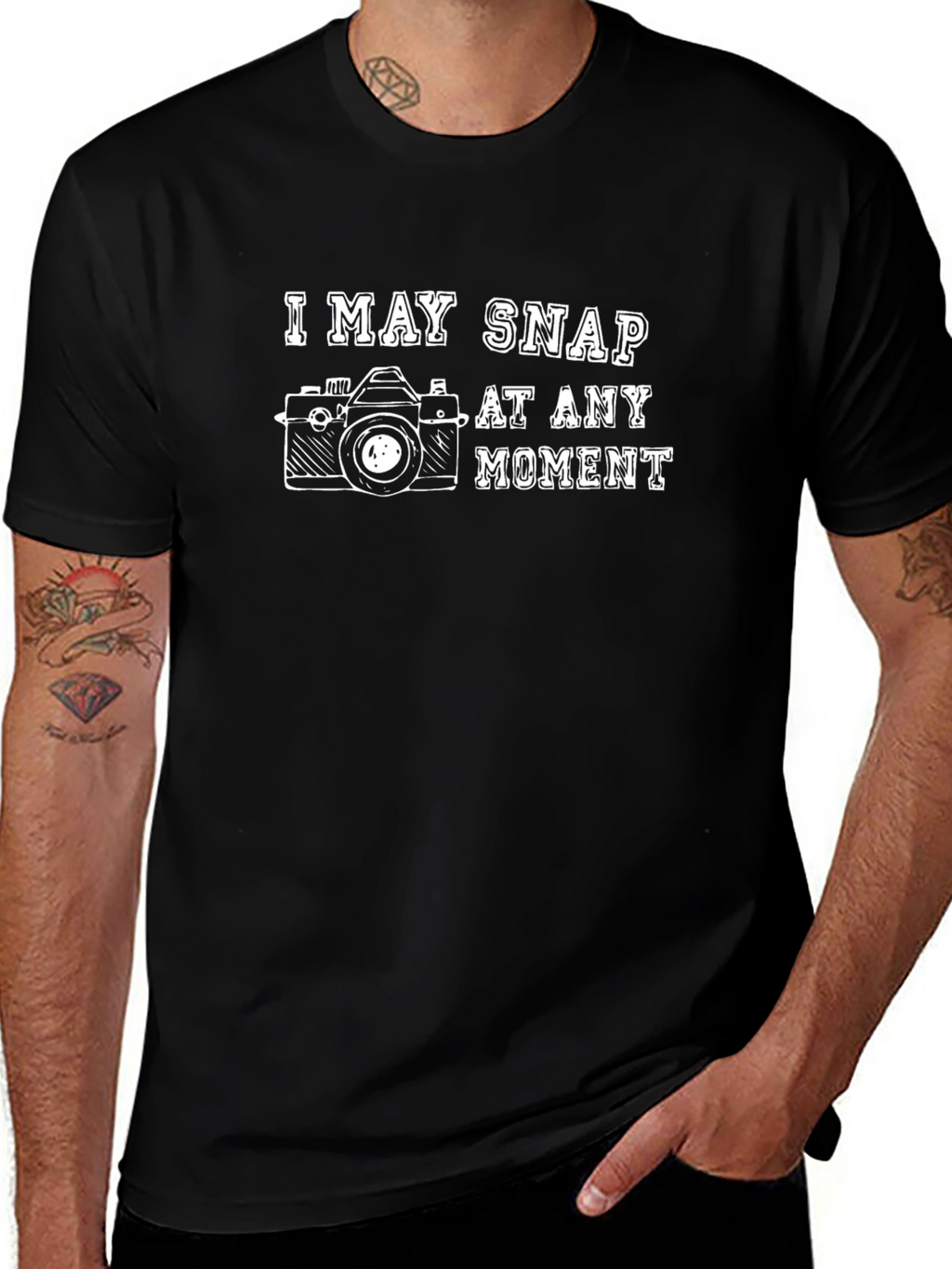 I May Snap Camera Black Graphic T-Shirt