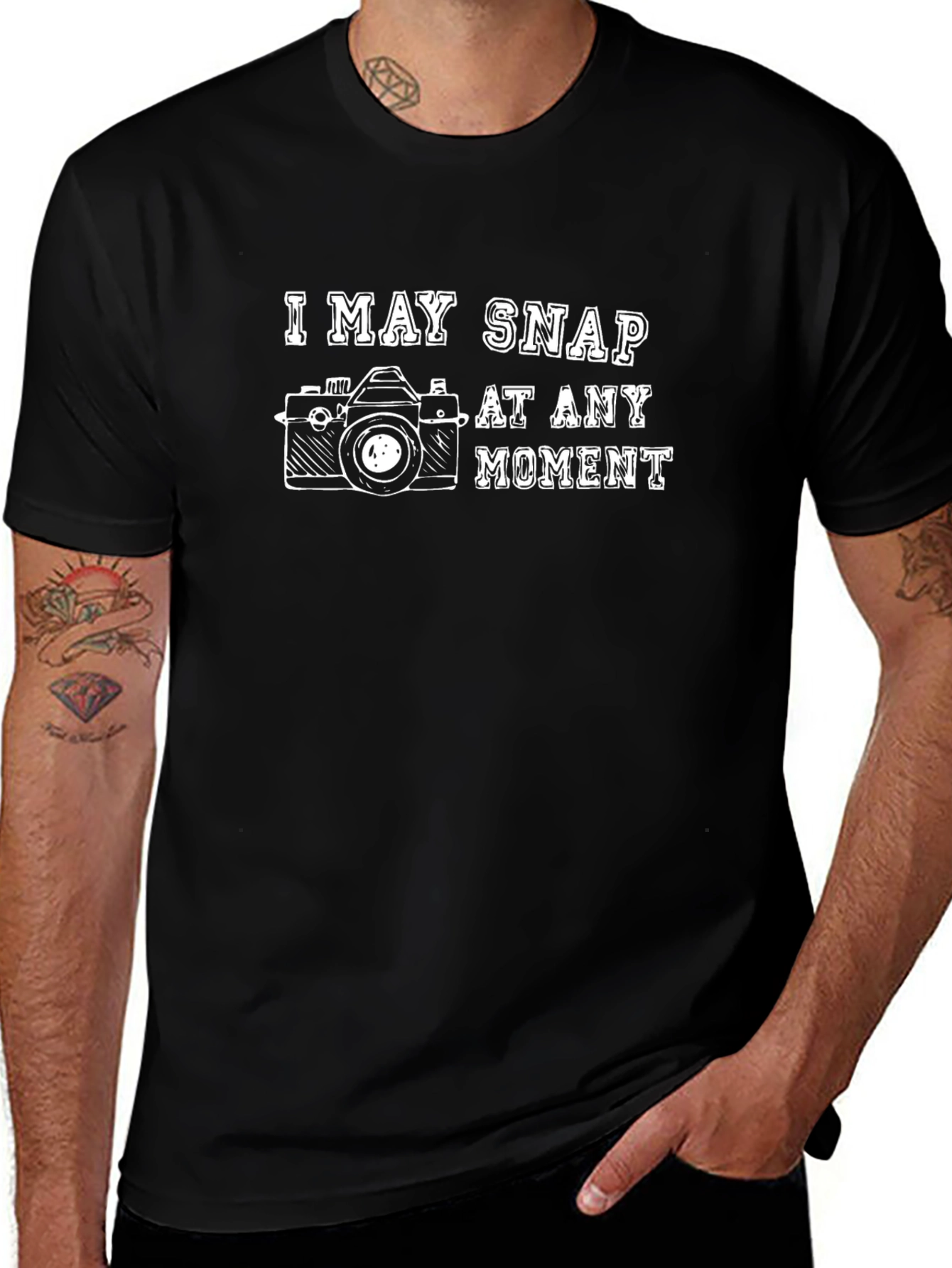 I May Snap Camera Black Graphic T-Shirt