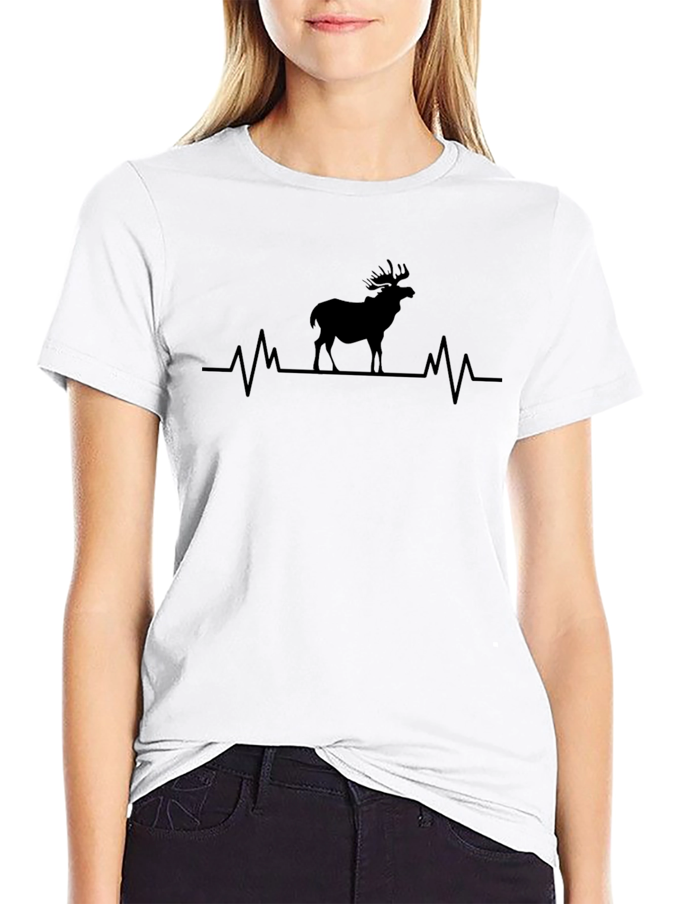 Deer Heartbeat Black T-Shirt