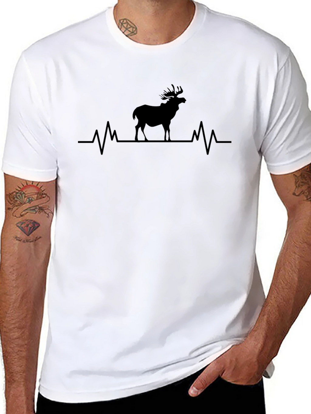 Deer Heartbeat Black T-Shirt