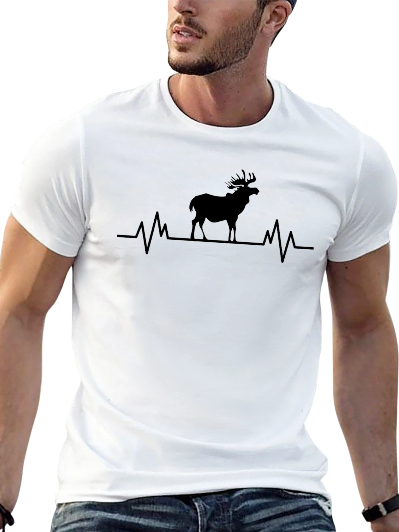 Deer Heartbeat Black T-Shirt