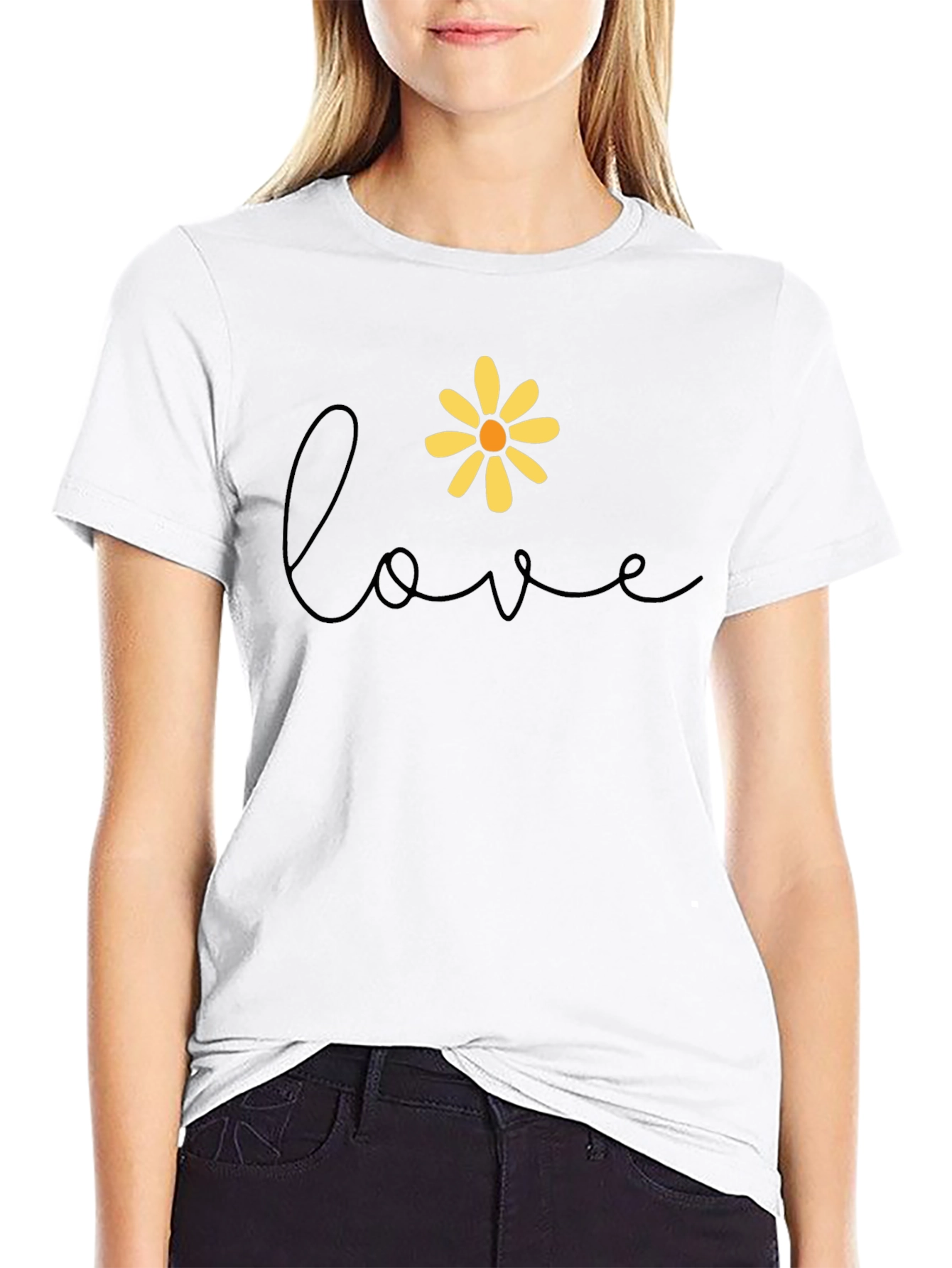 Love Daisy Graphic Tee - Black Casual Shirt