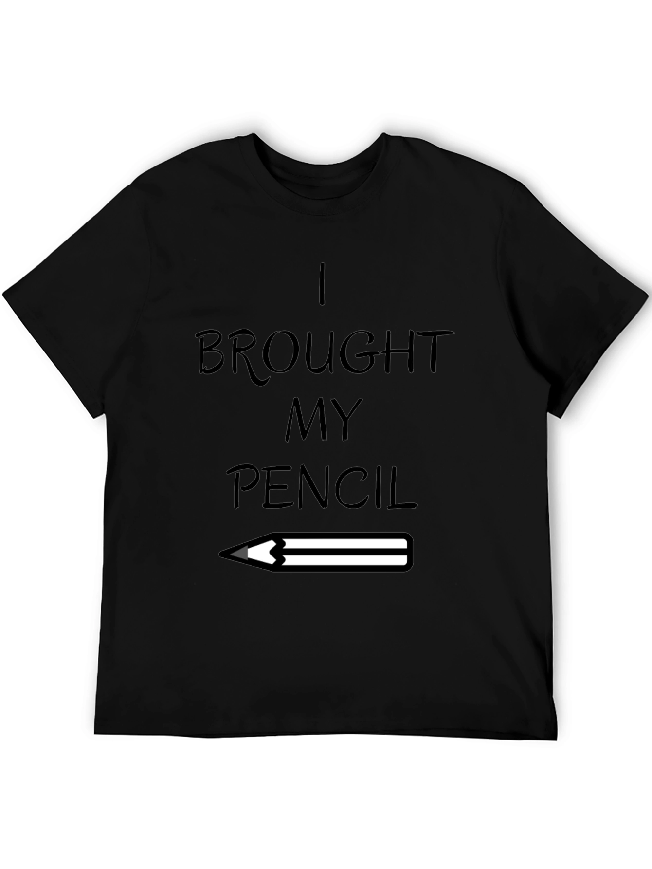 I Brought My Pencil Graphic Tee - Black Cotton Blend