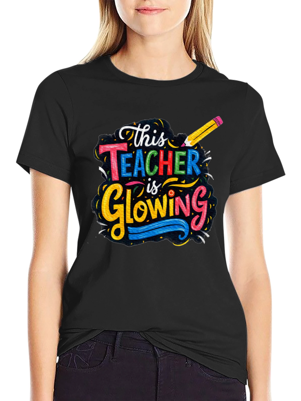 Glowing Teacher Graphic T-Shirt