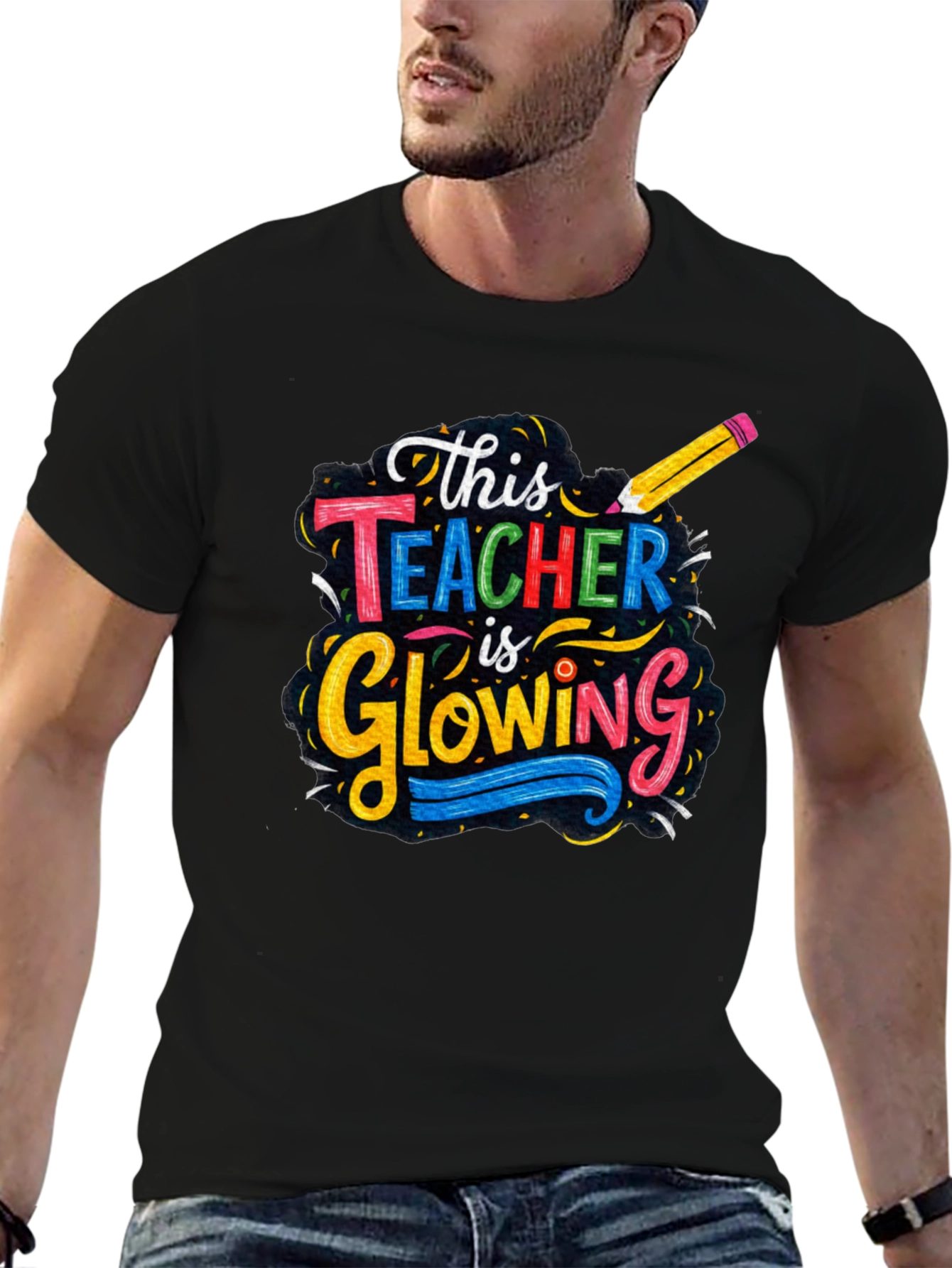 Glowing Teacher Graphic T-Shirt