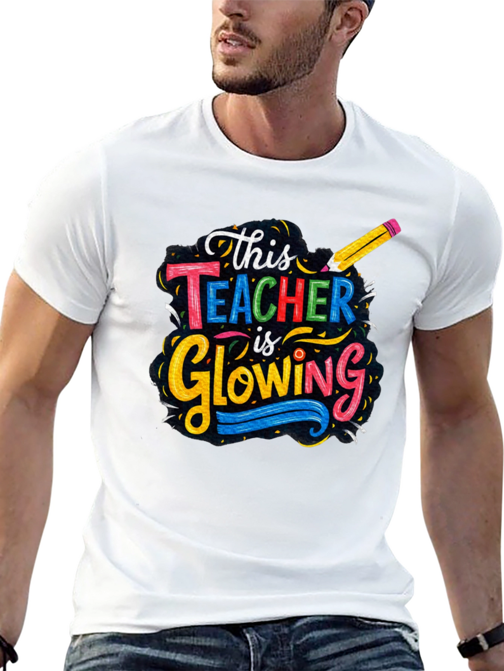 Glowing Teacher Graphic T-Shirt