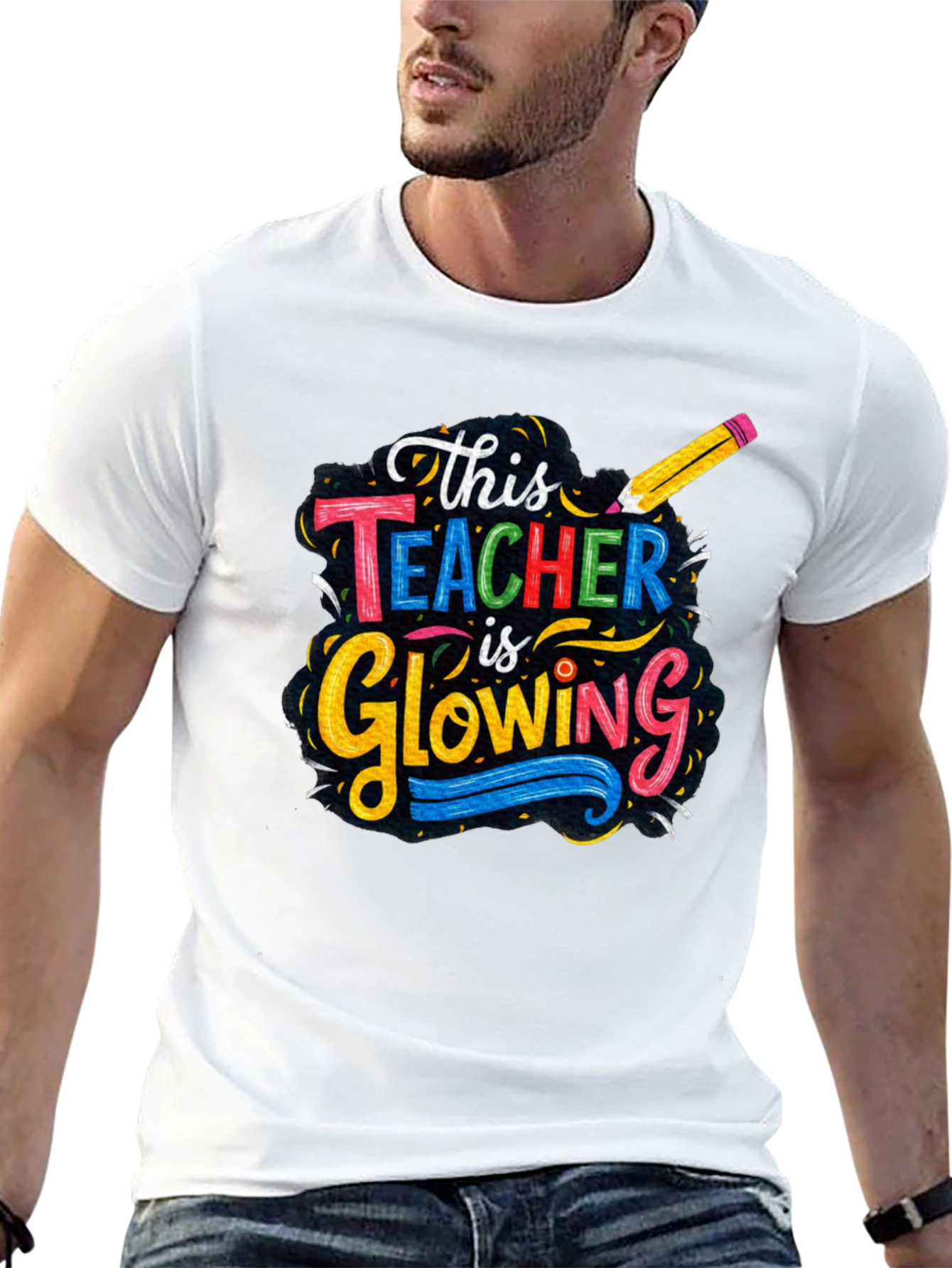 Glowing Teacher Graphic T-Shirt
