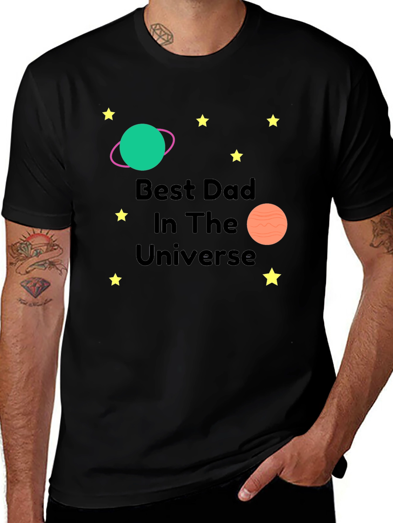 Best Dad in the Universe Black T-Shirt