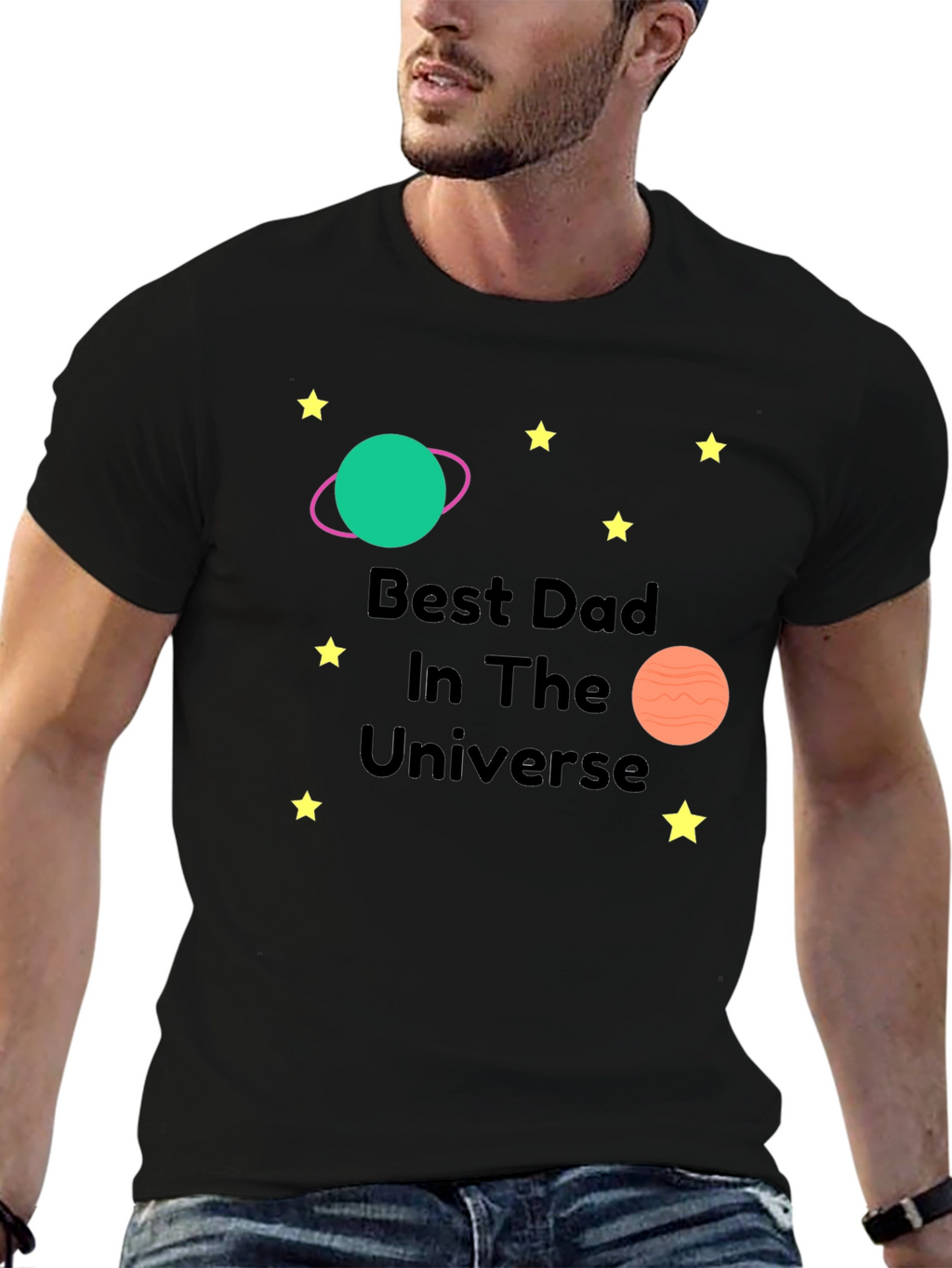 Best Dad in the Universe Black T-Shirt