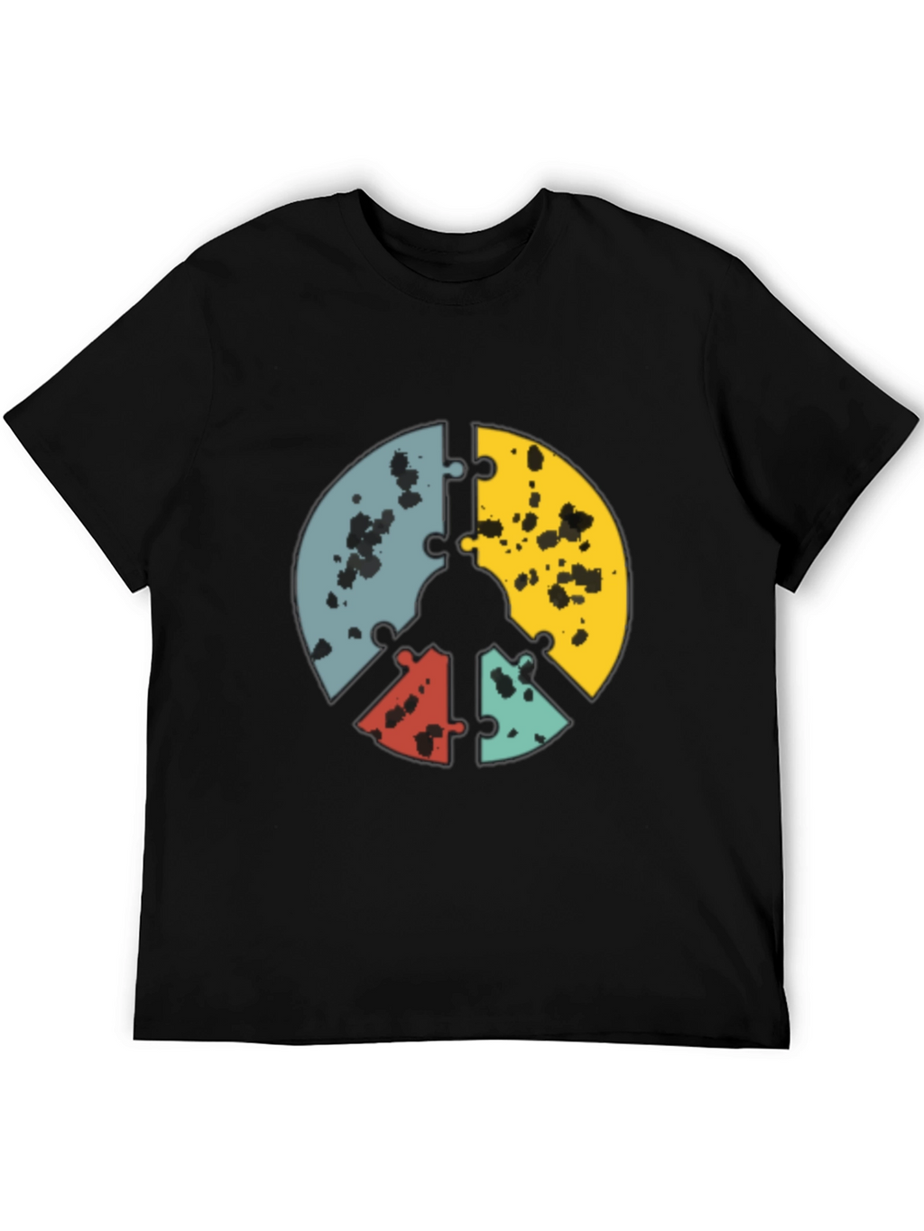 Puzzle Peace Sign Graphic Tee - Black