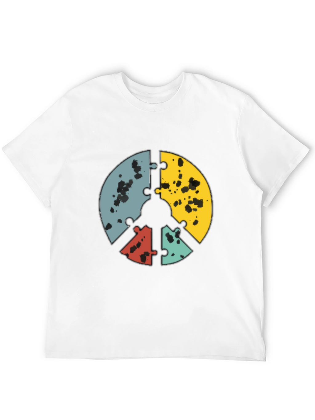 Puzzle Peace Sign Graphic Tee - Black