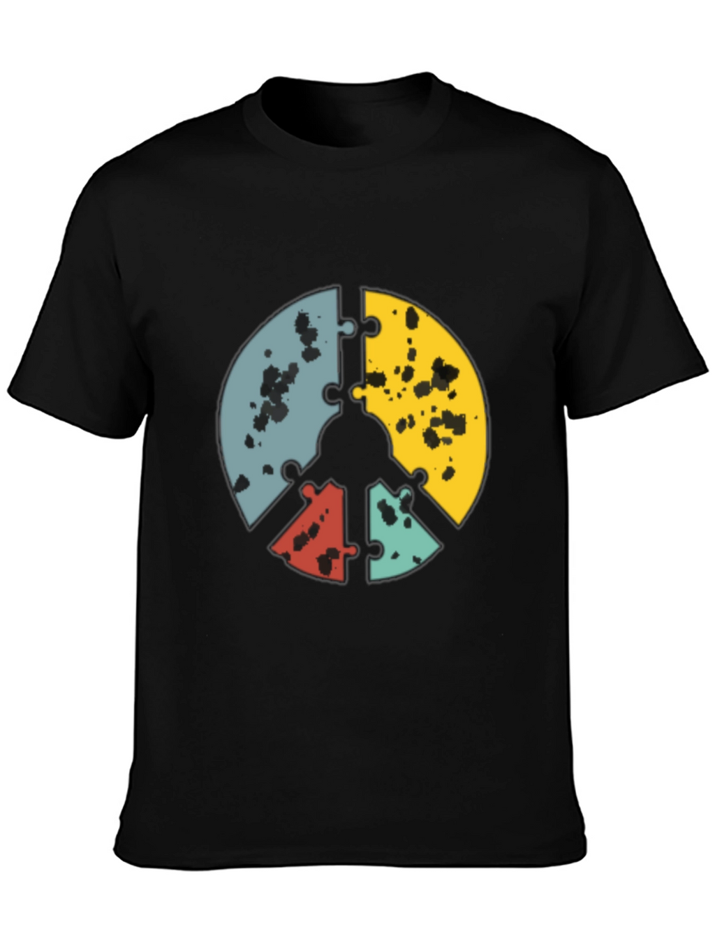 Puzzle Peace Sign Graphic Tee - Black