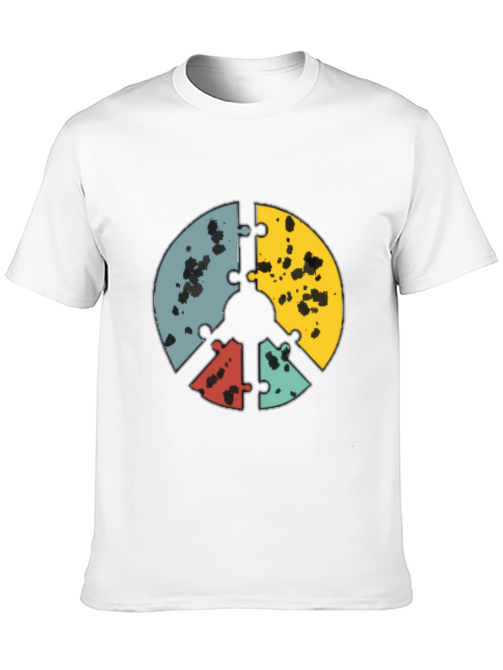 Puzzle Peace Sign Graphic Tee - Black