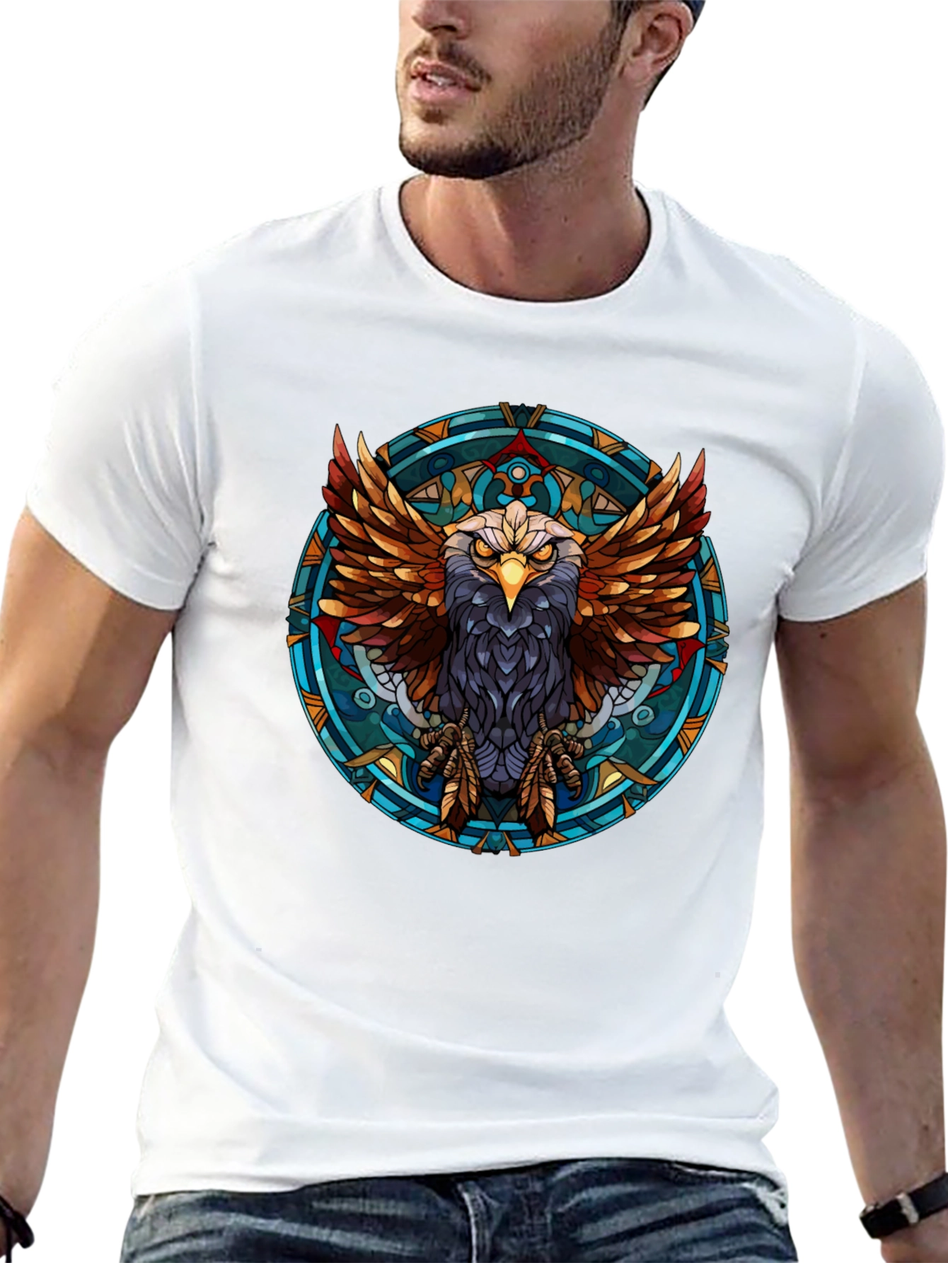 Eagle Graphic Print Black T-Shirt